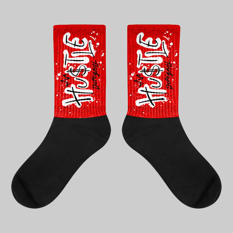Red Cement 4S superstreetwear Sublimated Socks Hustle Graphic