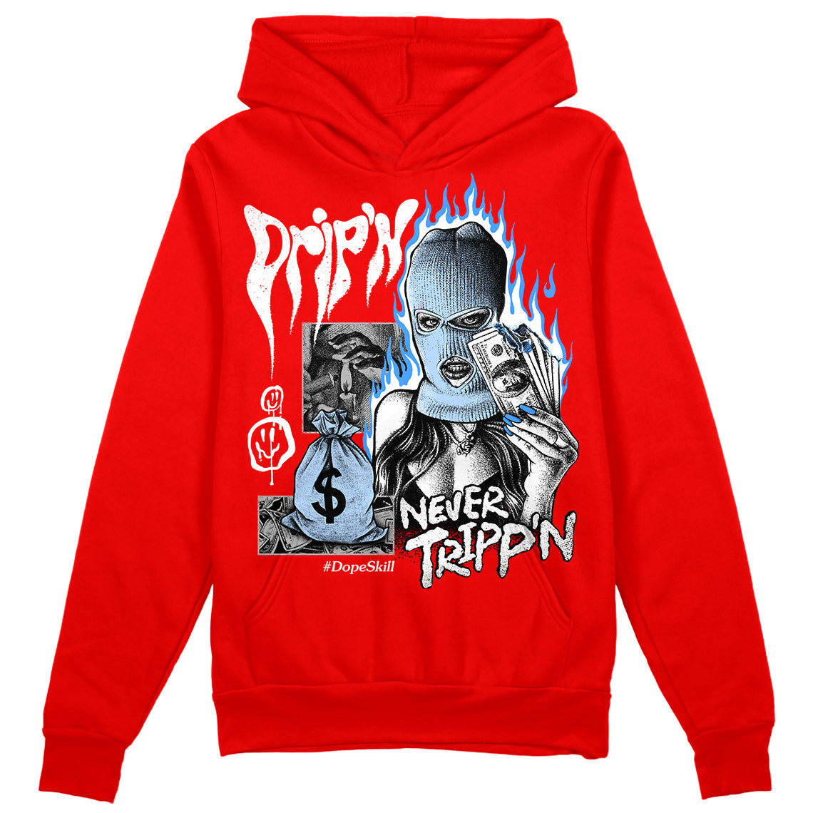 Cherry 11s superstreetwear Varsity Red Hoodie Sweatshirt Drip'n Never Tripp'n Graphic