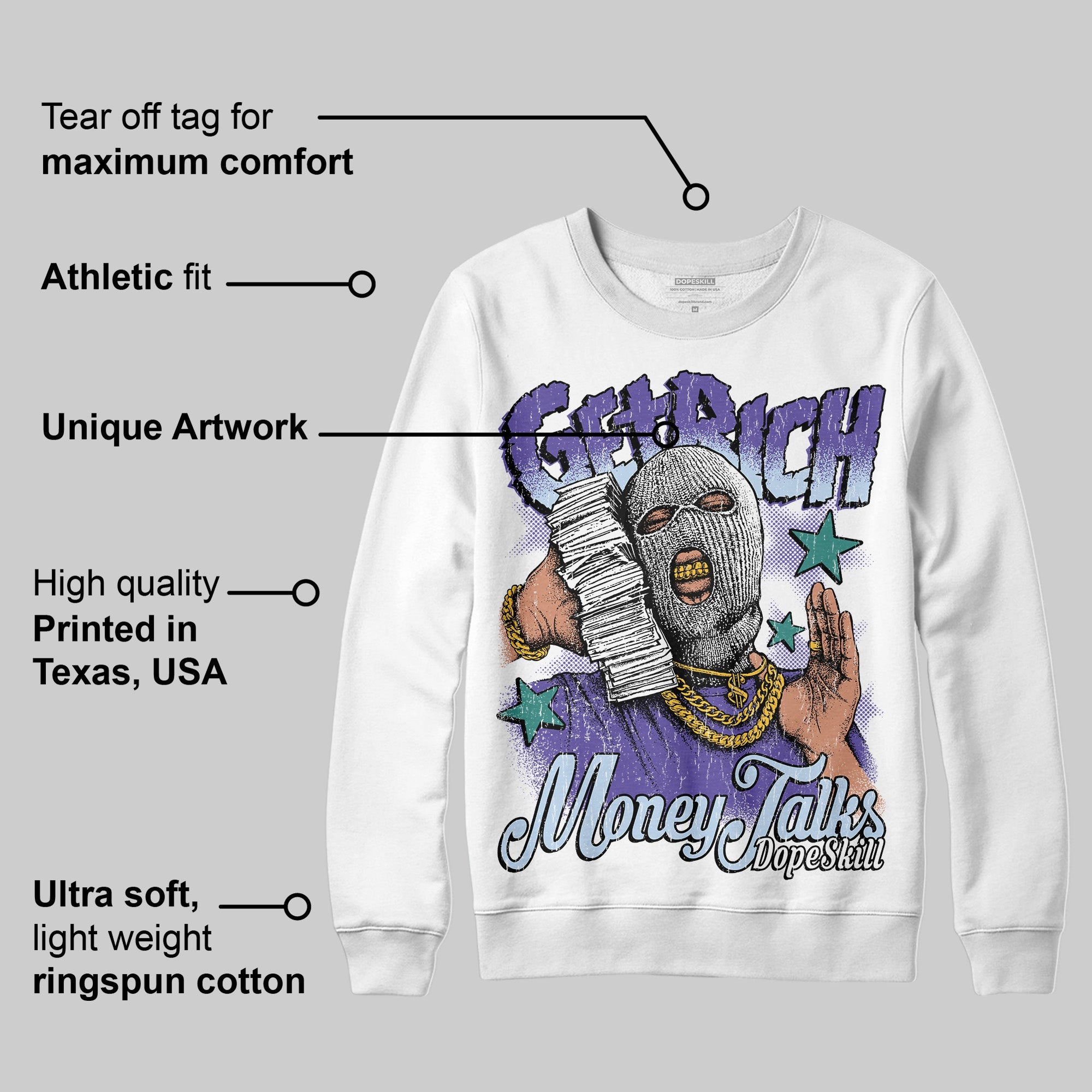 Grape 5s superstreetwear Sweatshirt Get Rich Graphic