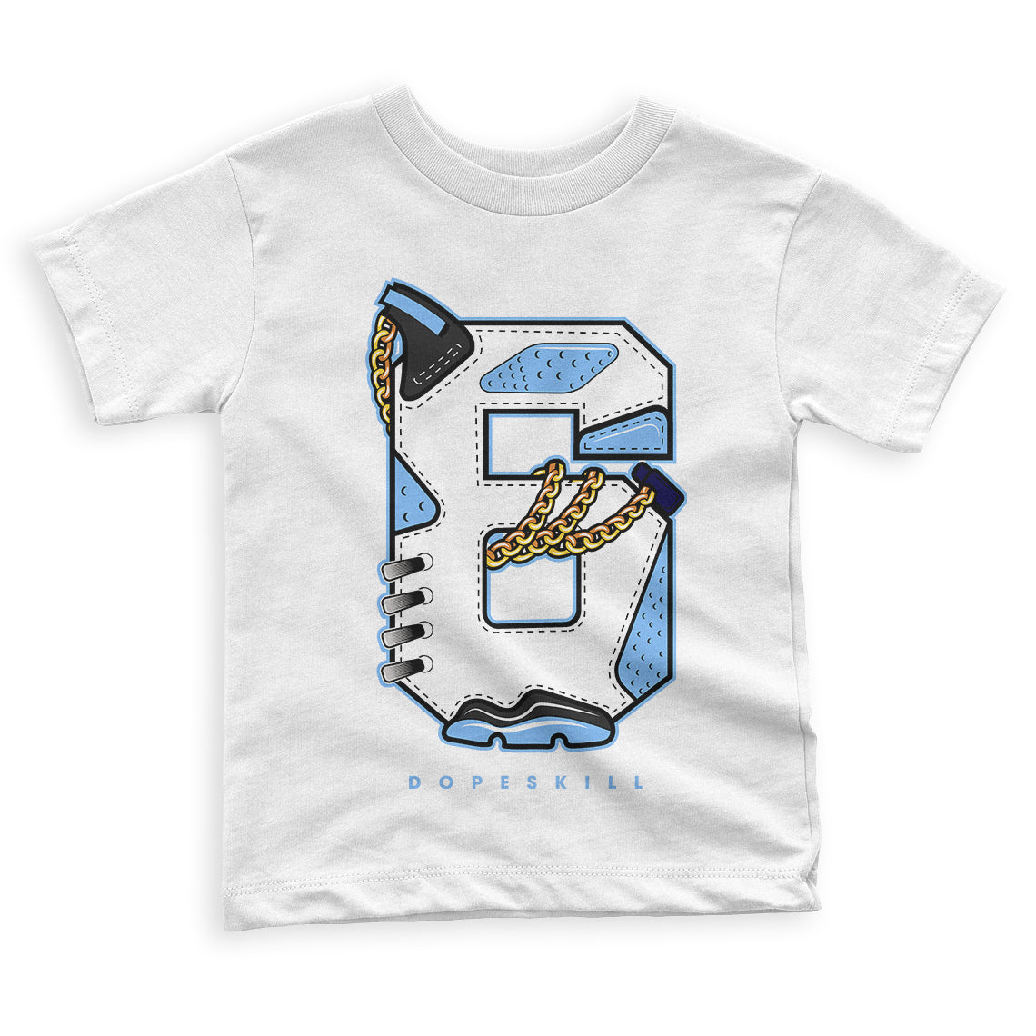 University Blue 6s superstreetwear Toddler Kids T-shirt Number No.6 Graphic