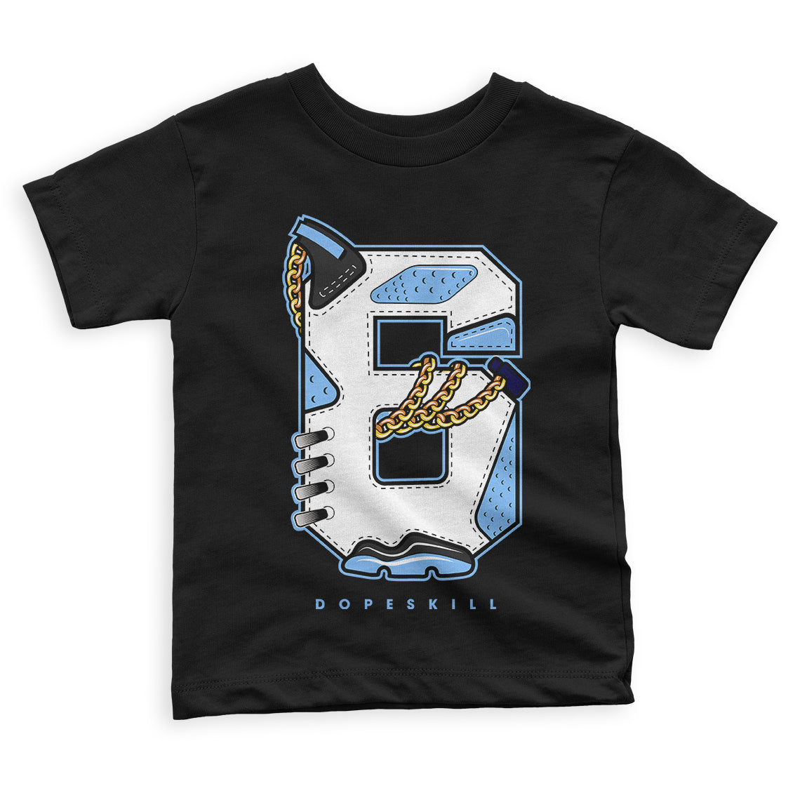University Blue 6s superstreetwear Toddler Kids T-shirt Number No.6 Graphic