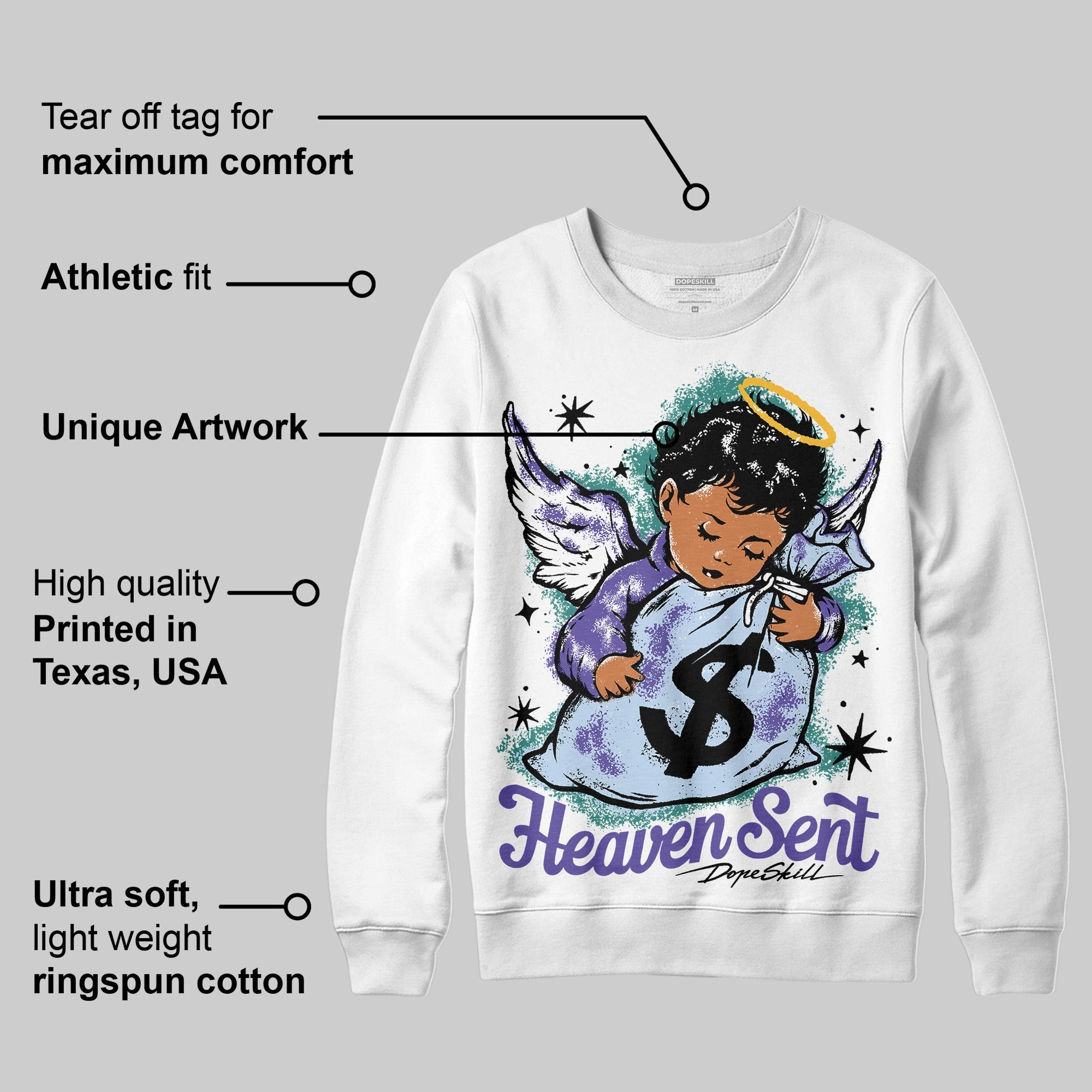 Grape 5s superstreetwear Sweatshirt Heaven Sent Graphic