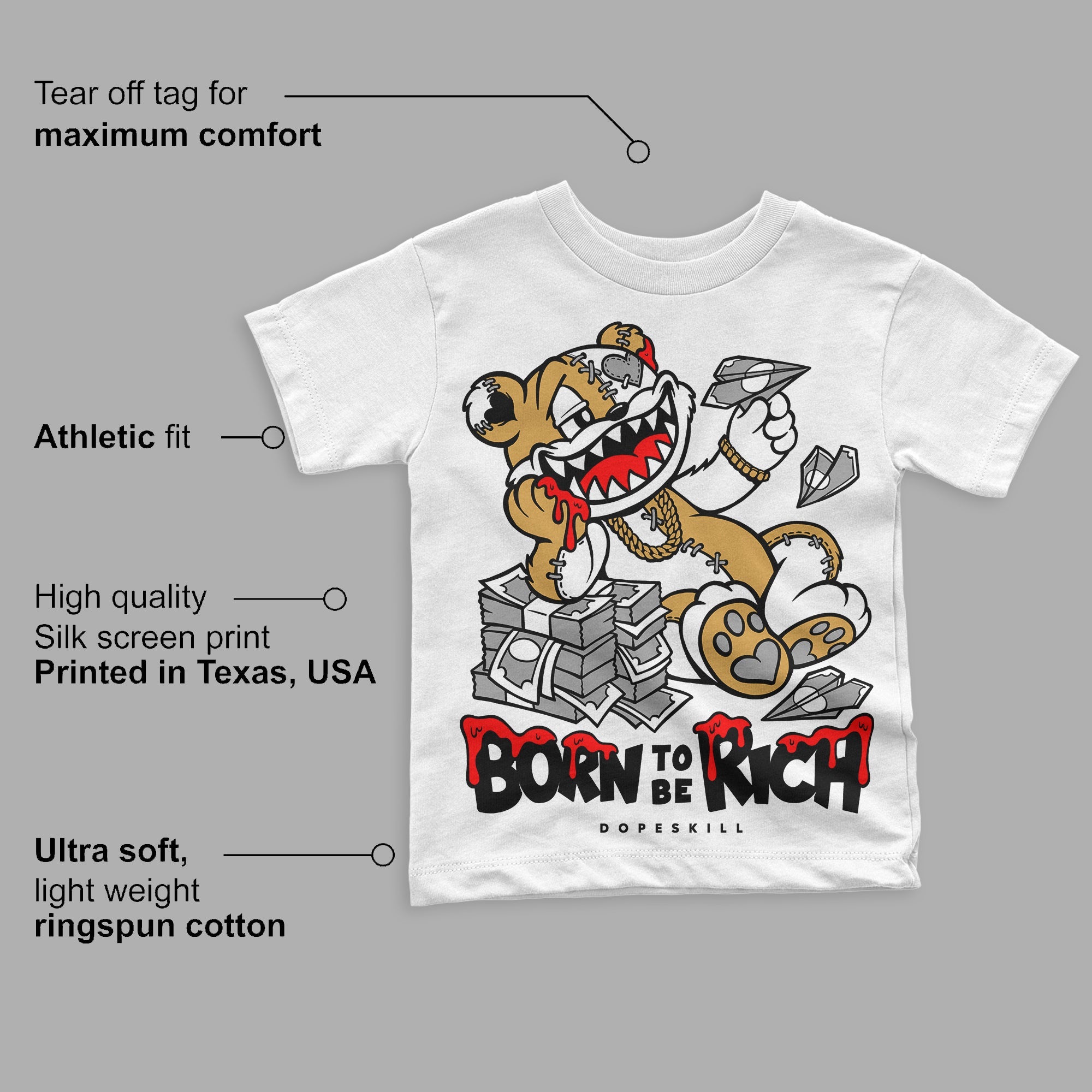 Gratitude 11s superstreetwear Toddler Kids T-shirt Born To Be Rich Graphic