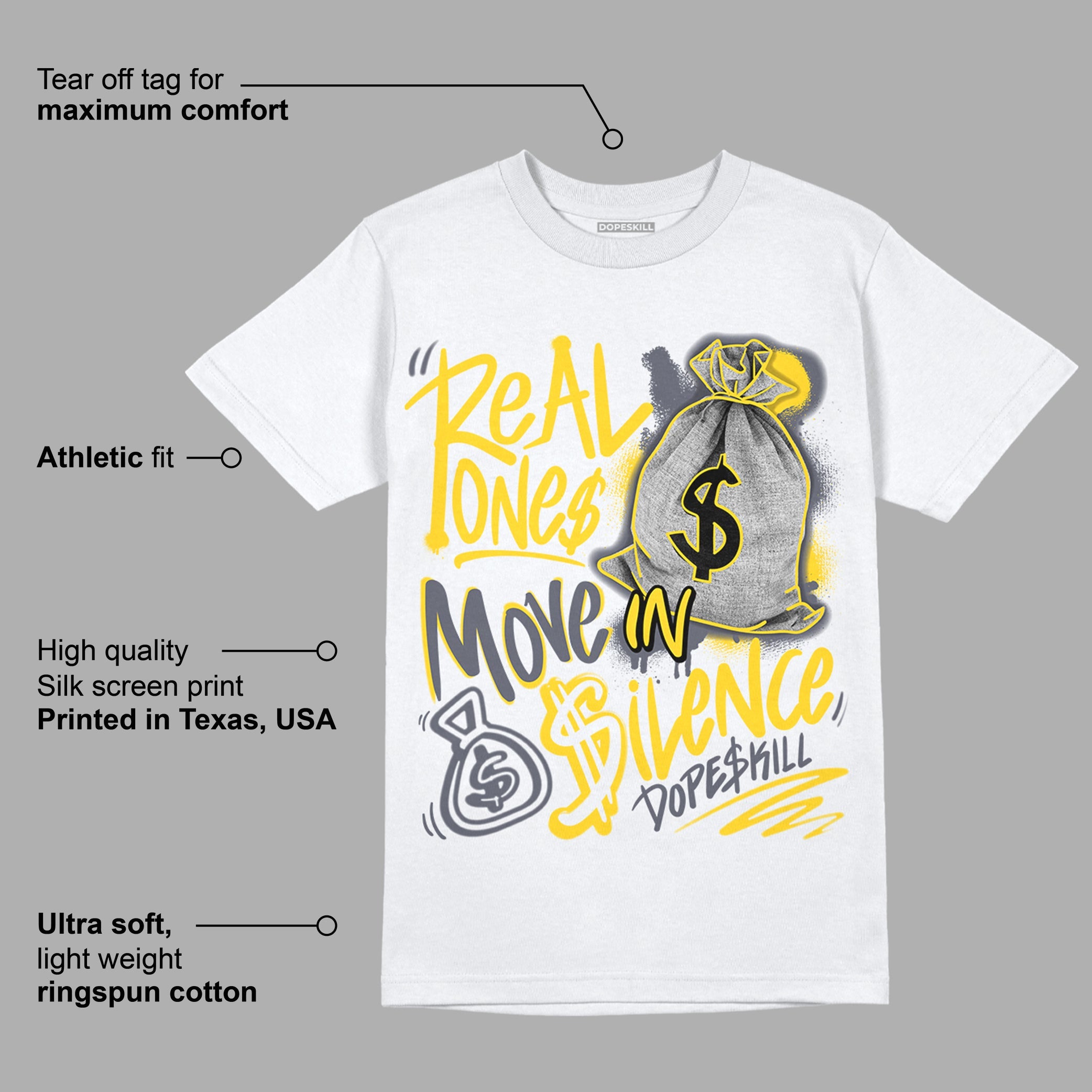 AJ 4 Lightning superstreetwear T-Shirt Real Ones Move In Silence Graphic