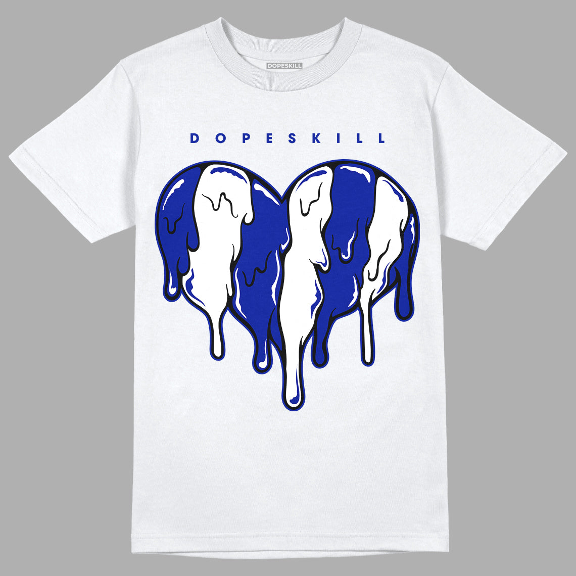Racer Blue White Dunk Low superstreetwear T-Shirt Slime Drip Heart Graphic
