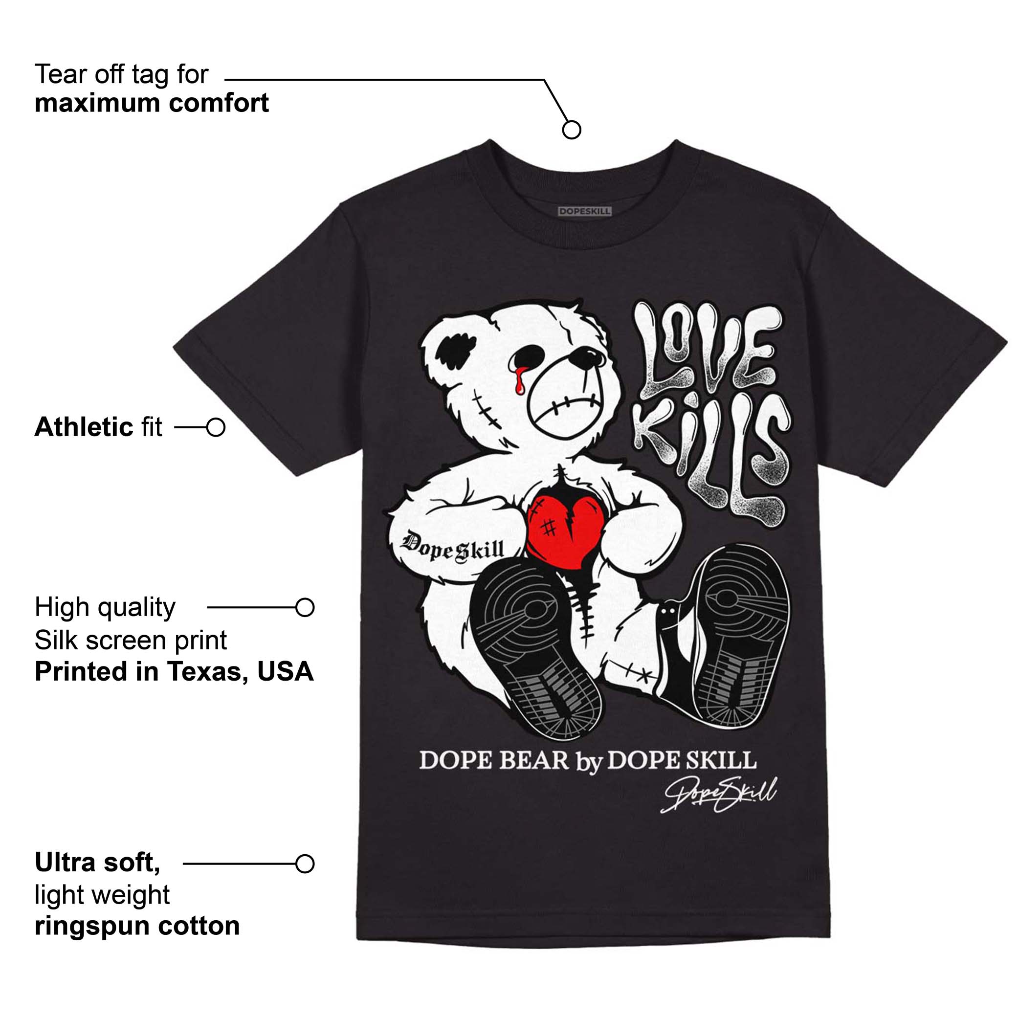 Dunk Low Panda White Black superstreetwear T-Shirt Love Kills Graphic