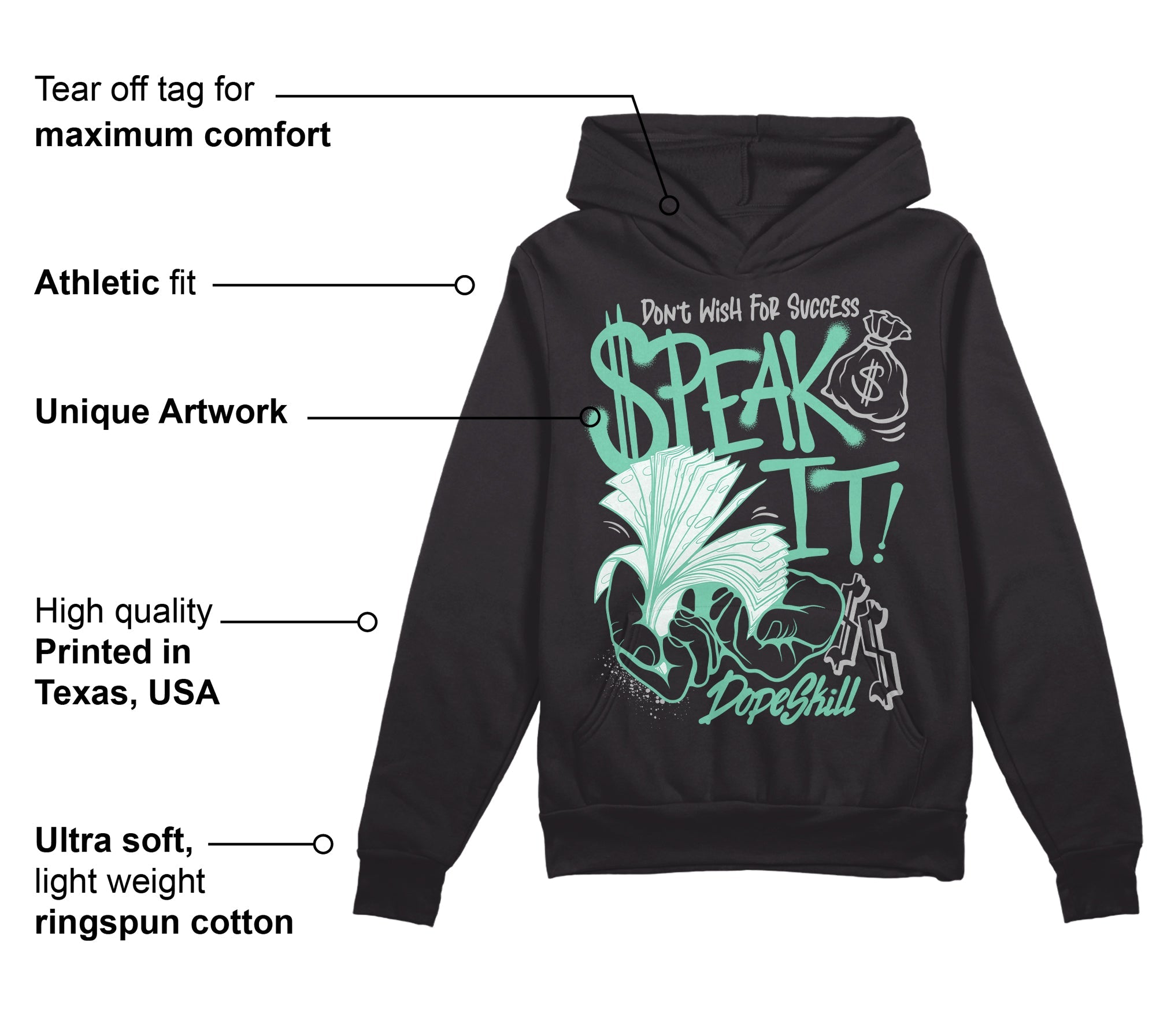 Green Glow 3s superstreetwear Hoodie Sweatshirt Speak It Graphic