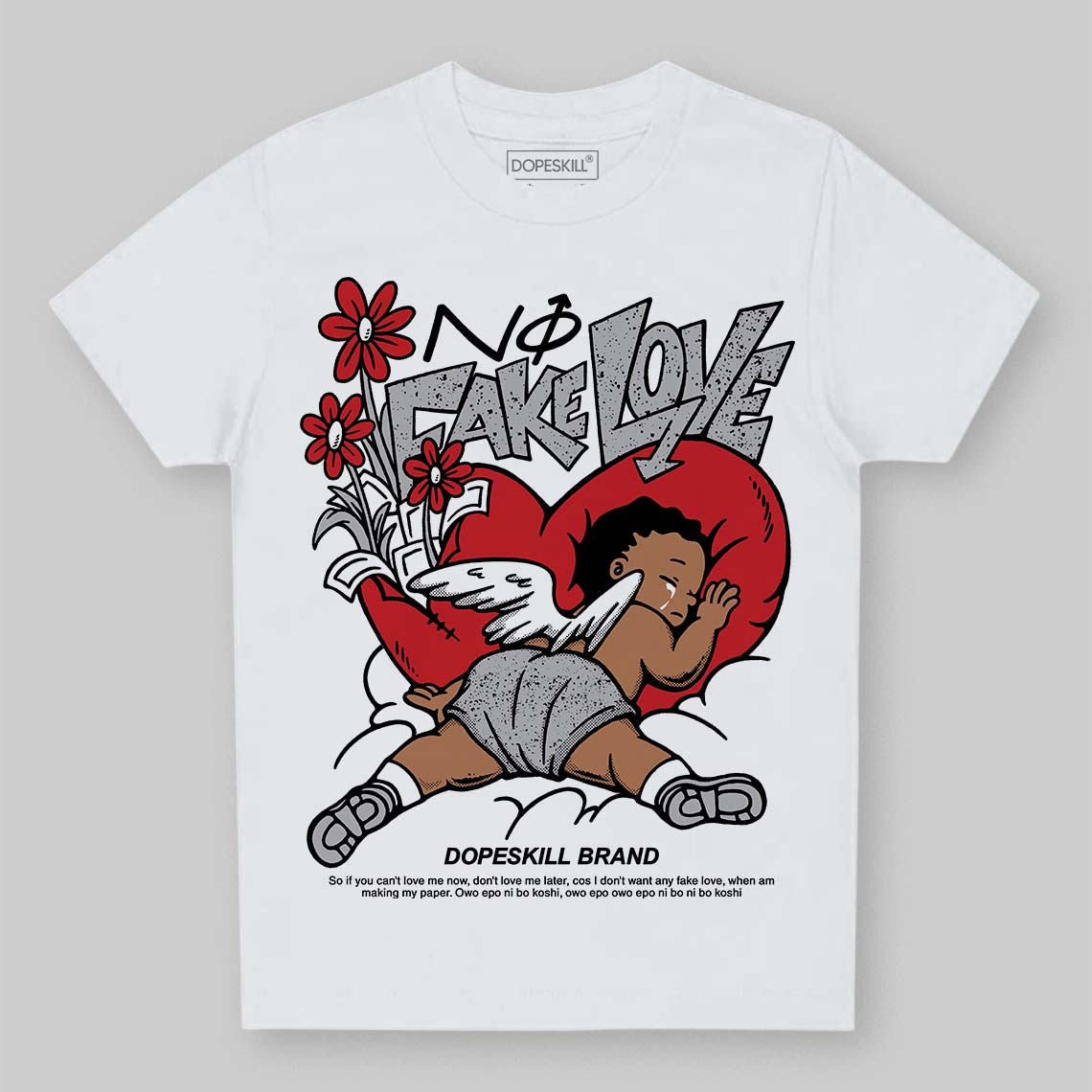 White Cement 4s superstreetwear Toddler Kids T-shirt No Fake Love Graphic