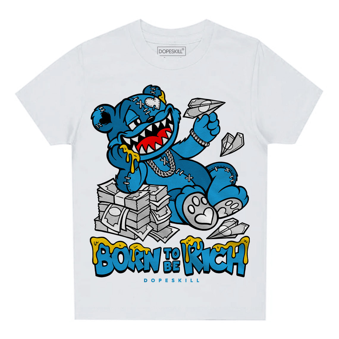 Military Blue 4s superstreetwear Toddler Kids T-shirt Born To Be Rich Graphic
