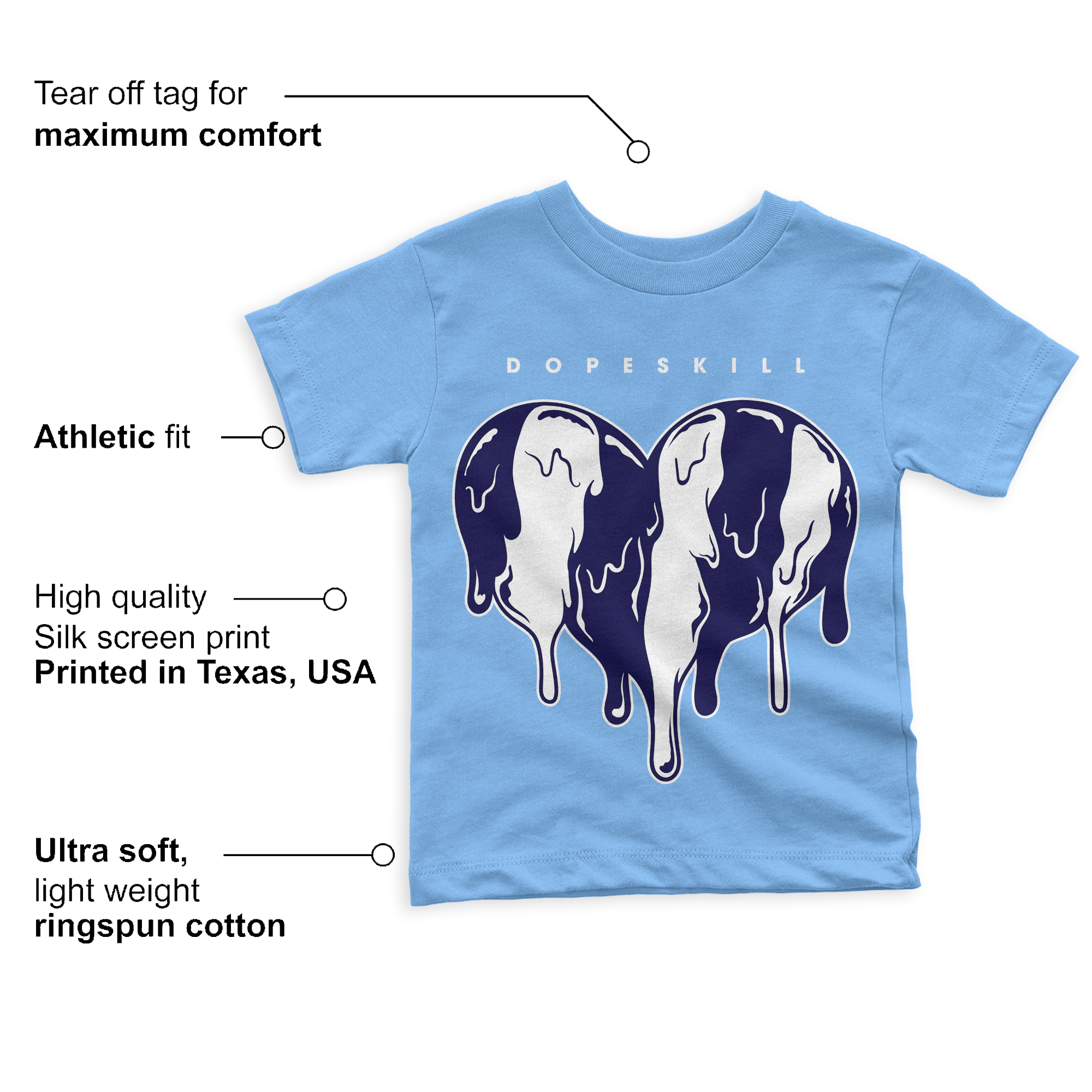 University Blue 6s superstreetwear Toddler Kids T-shirt Slime Drip Heart Graphic - University Blue T-shirt