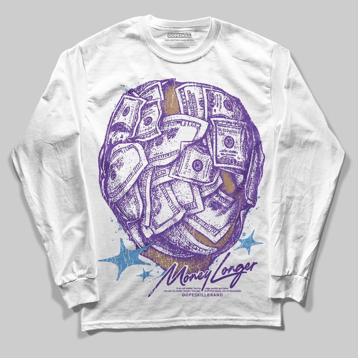 PURPLE Collection superstreetwear Long Sleeve T-Shirt Money Longer Graphic