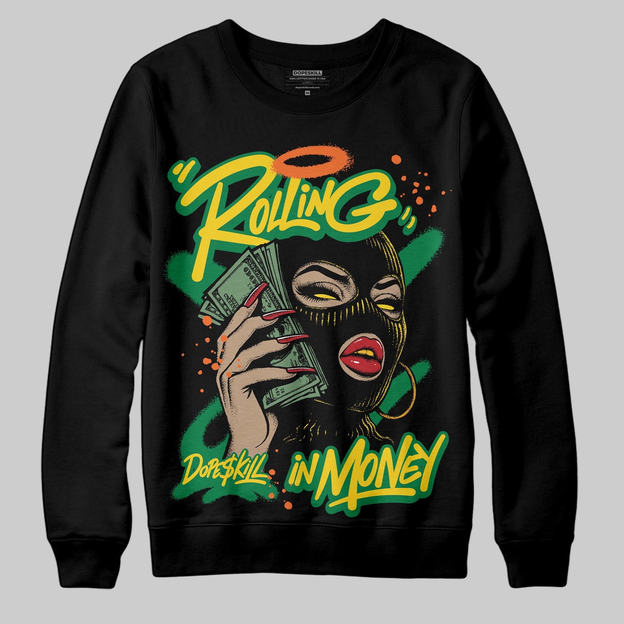Green Collection superstreetwear Sweatshirt Rolling in Money Graphic