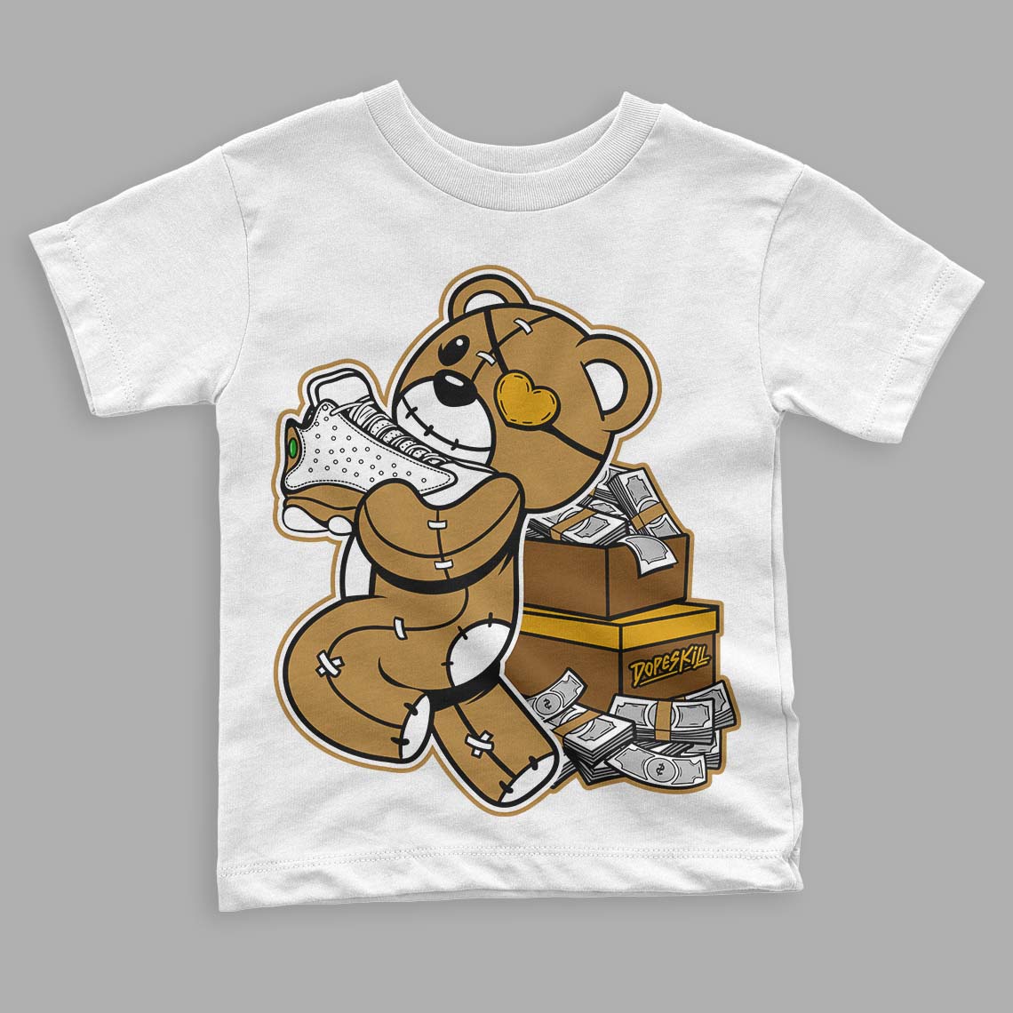 Wheat 13s superstreetwear Toddler Kids T-shirt Bear Steals Sneaker Graphic