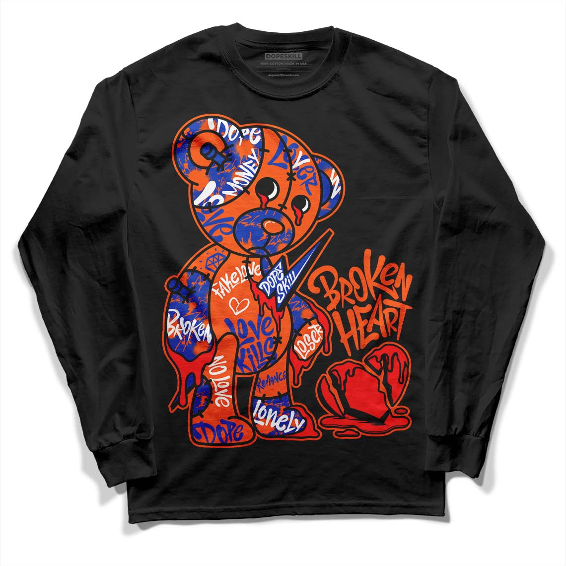 Dunk Low Futura Orange Blaze superstreetwear Long Sleeve T-Shirt Broken Heart Graphic