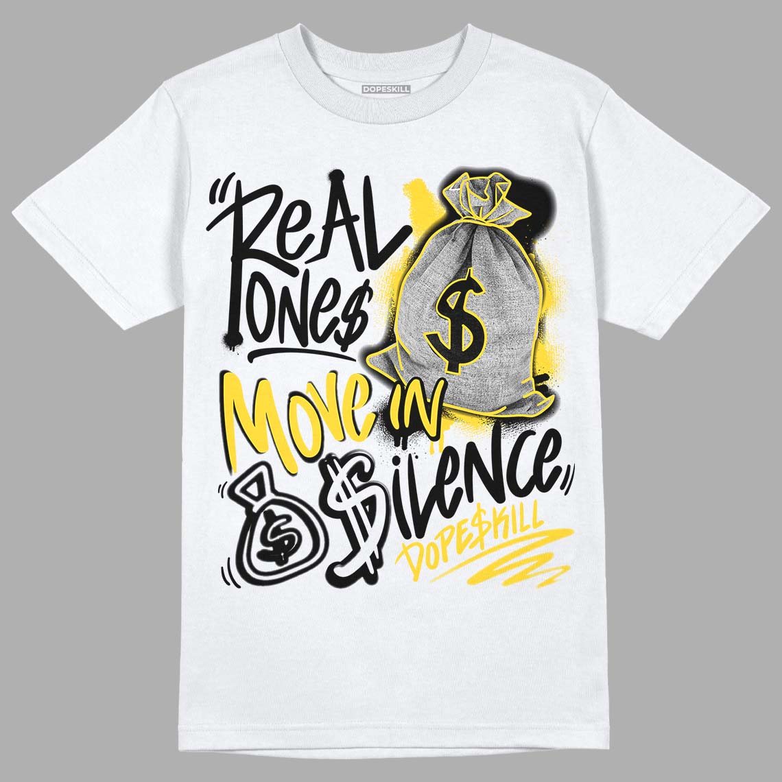 Black Tour Yellow AJ 4 Thunder superstreetwear T-Shirt Real Ones Move In Silence Graphic