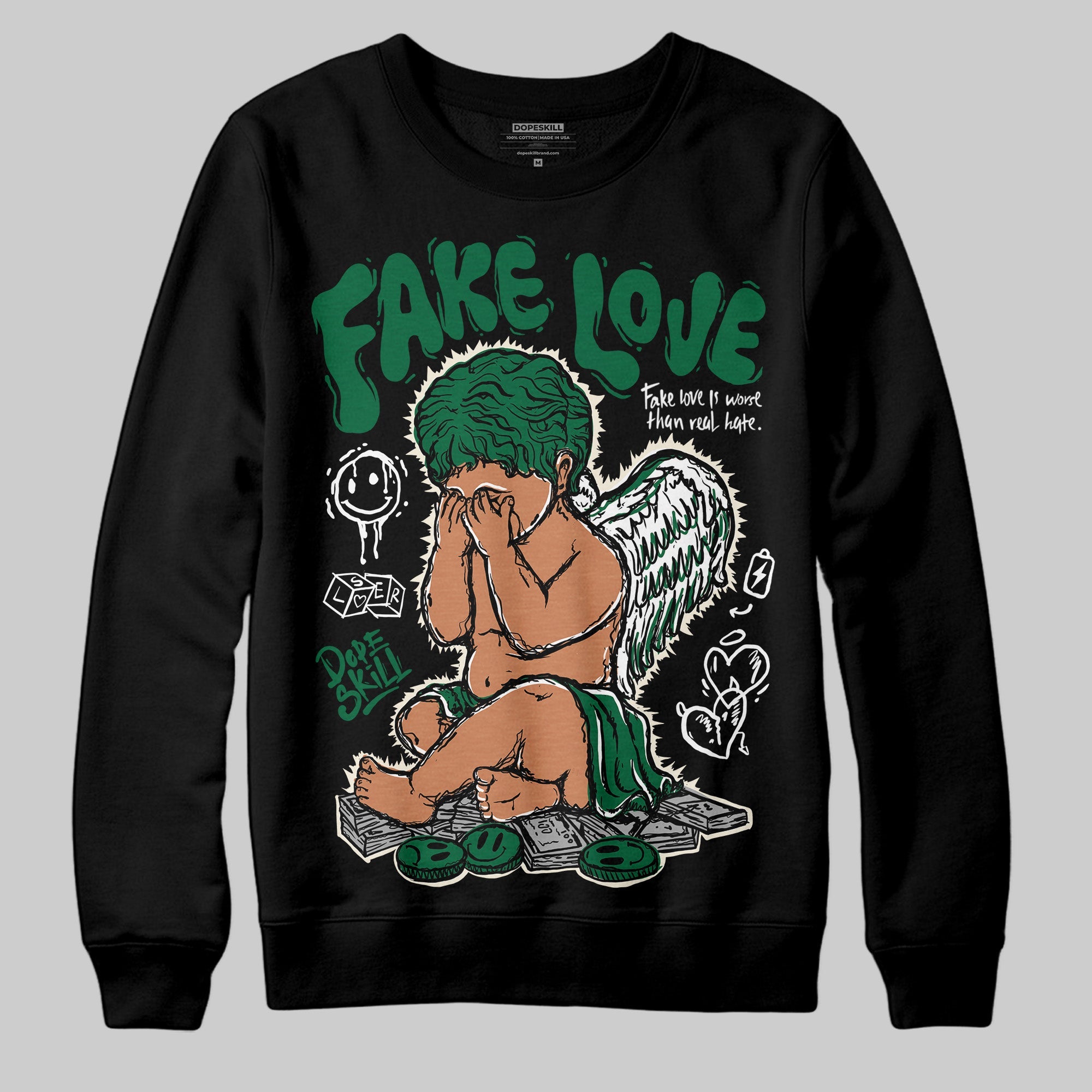 Pine Green 13s superstreetwear Sweatshirt False Love Graphic