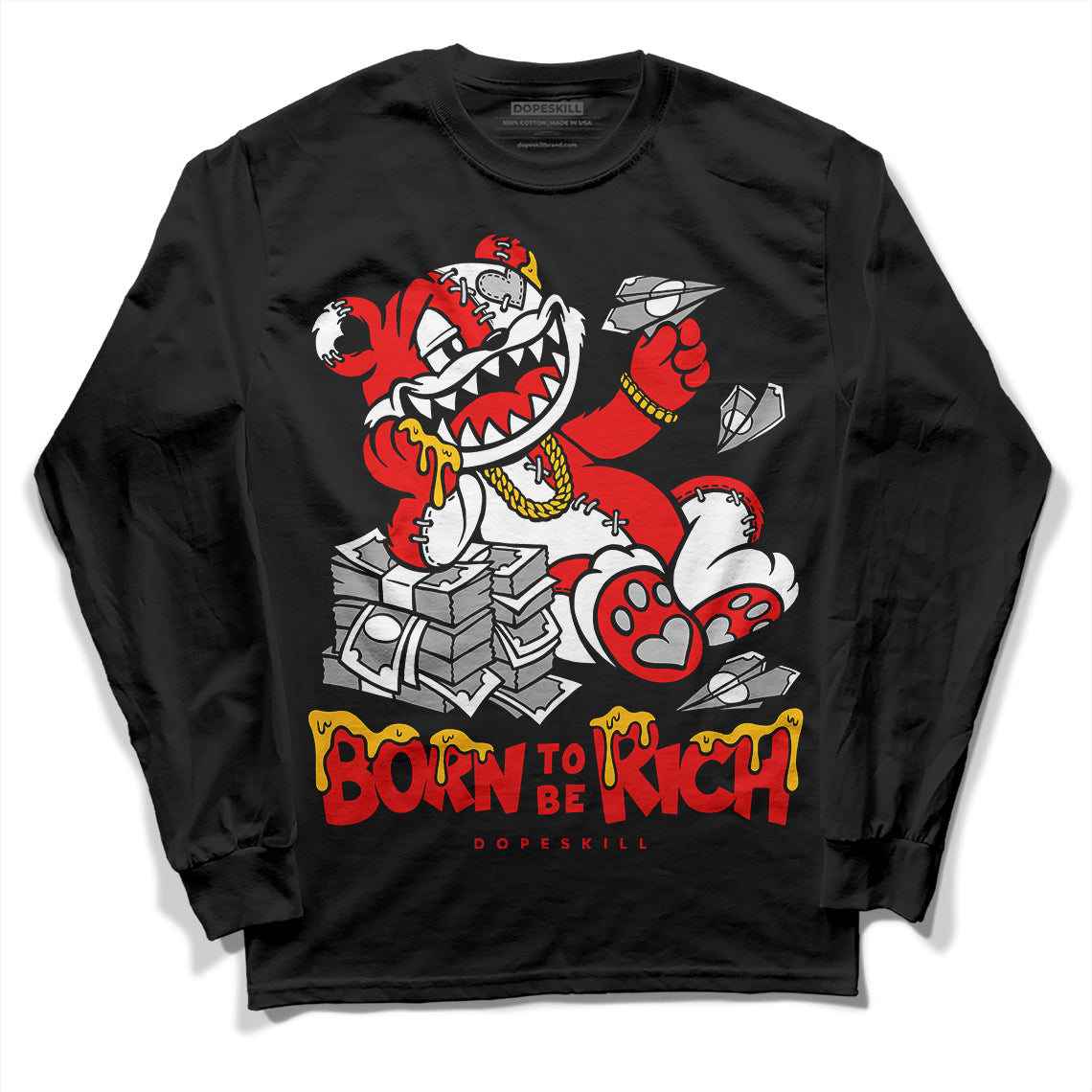 Cherry 12s superstreetwear Long Sleeve T-Shirt Born To Be Rich Graphic
