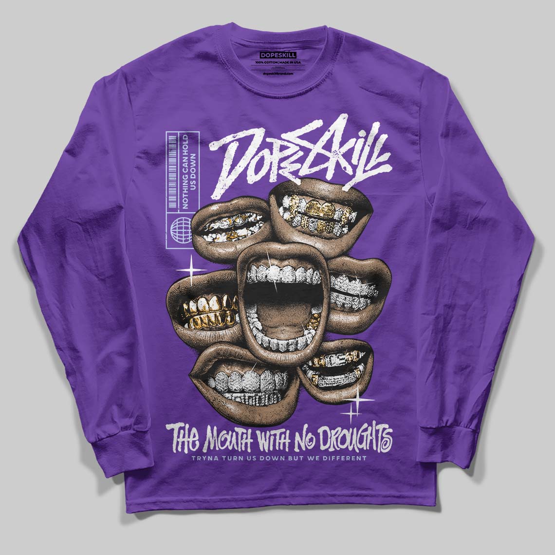 Grape 5s superstreetwear Long Sleeve T-Shirt The Mouth With No Droughts Graphic