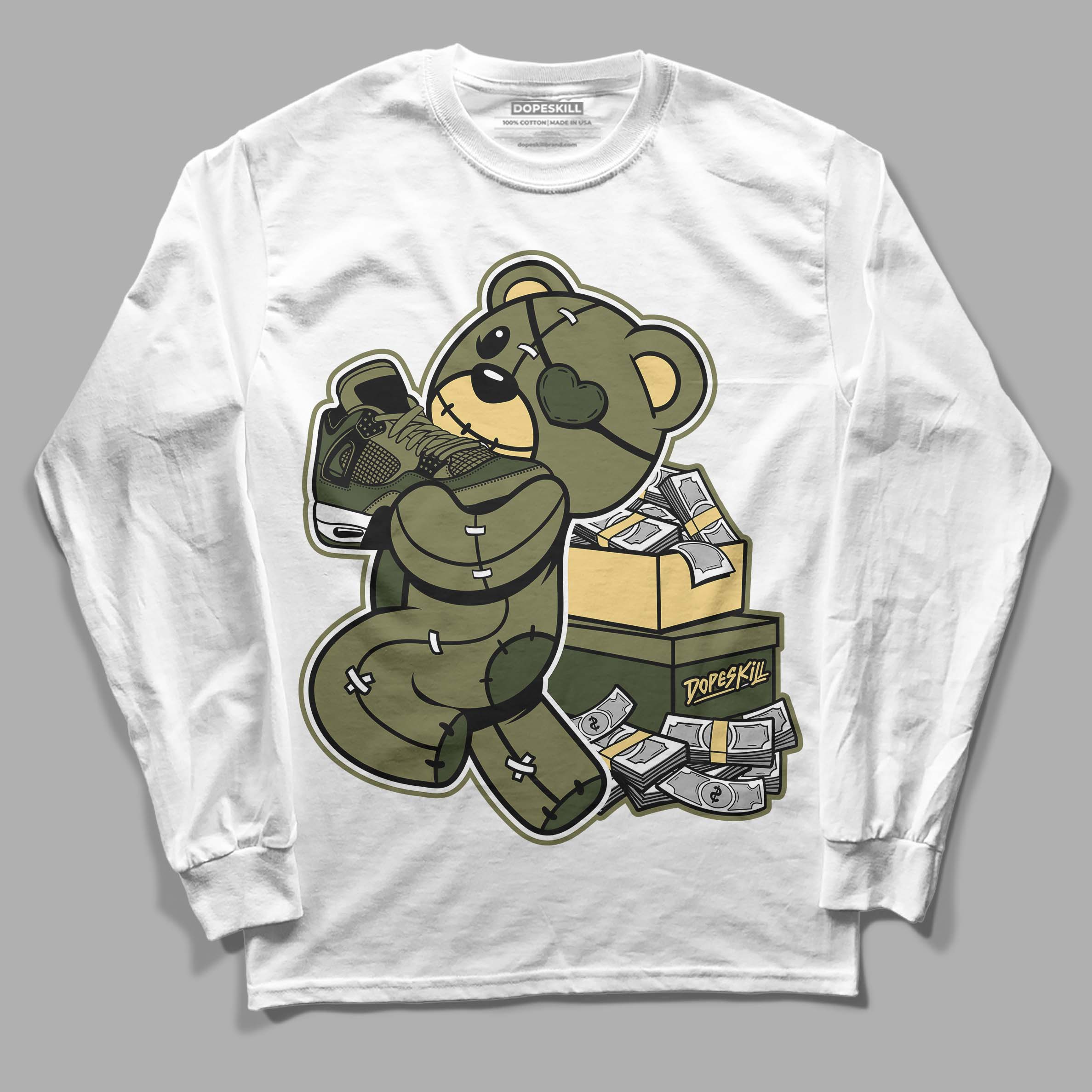 Craft Olive 4s superstreetwear Long Sleeve T-Shirt Bear Steals Sneaker Graphic
