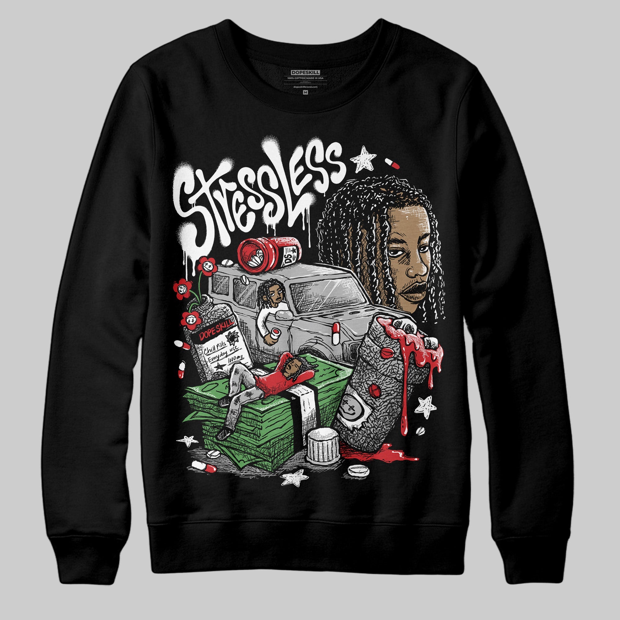 Black Cement 3s superstreetwear Sweatshirt Stressless Graphic