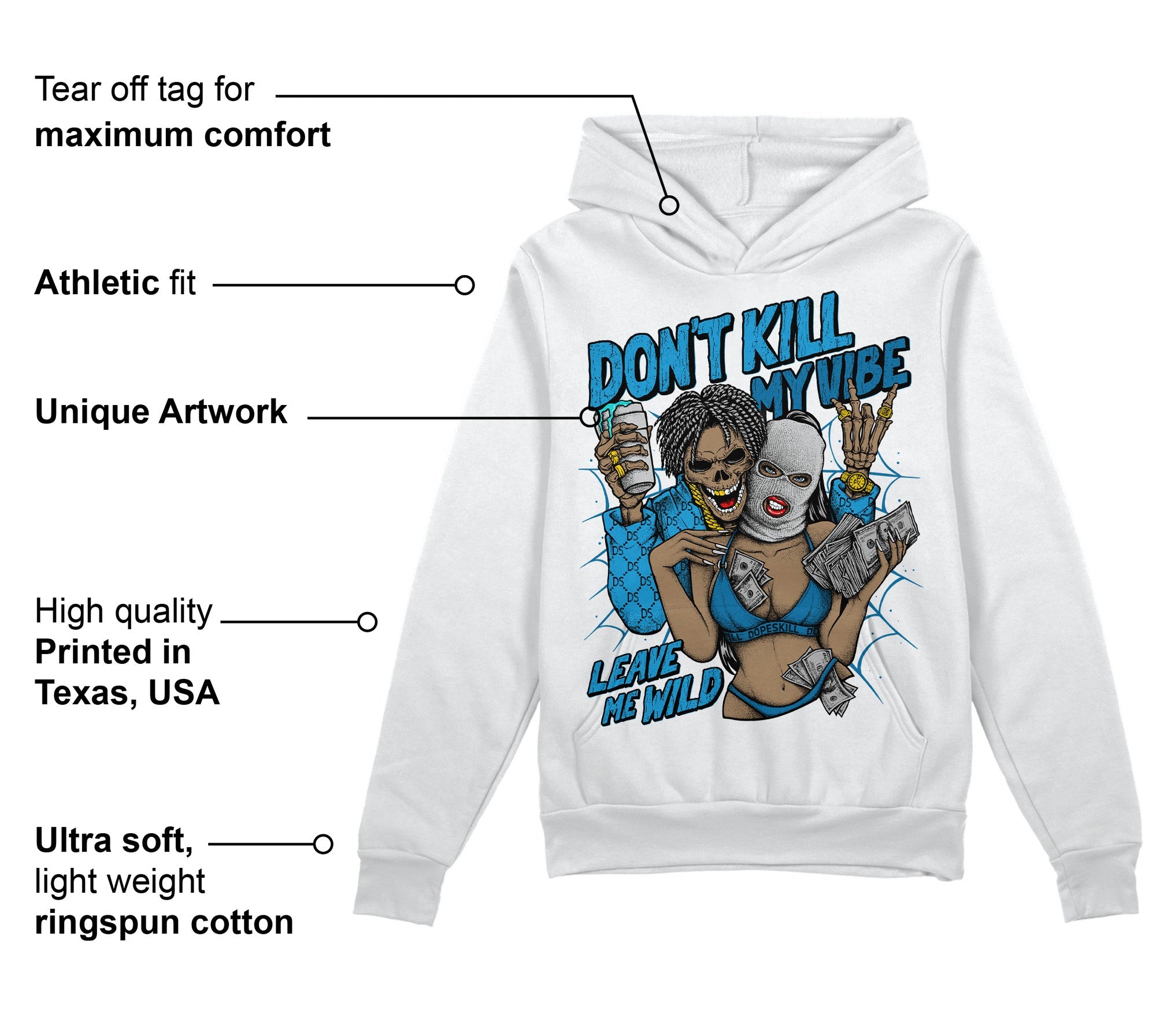 Military Blue 4s superstreetwear Hoodie Sweatshirt Don't Kill My Vibe Graphic