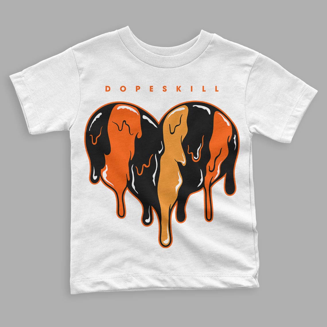 Brilliant Orange 12s superstreetwear Toddler Kids T-shirt Slime Drip Heart Graphic