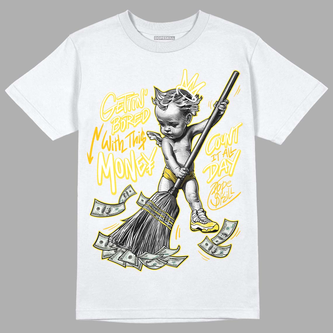 Yellow Snakeskin 11s superstreetwear T-Shirt Gettin Bored With This Money Graphic