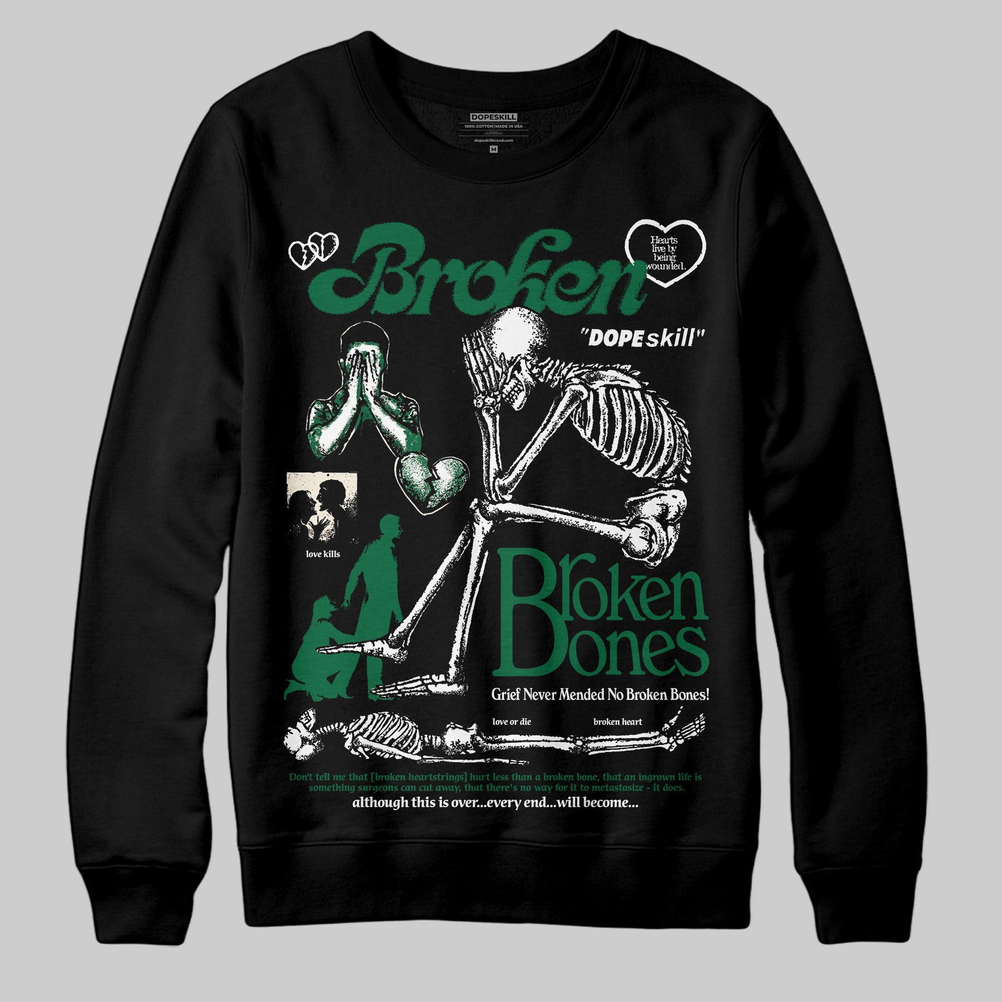Pine Green 13s superstreetwear Sweatshirt Broken Bones Graphic