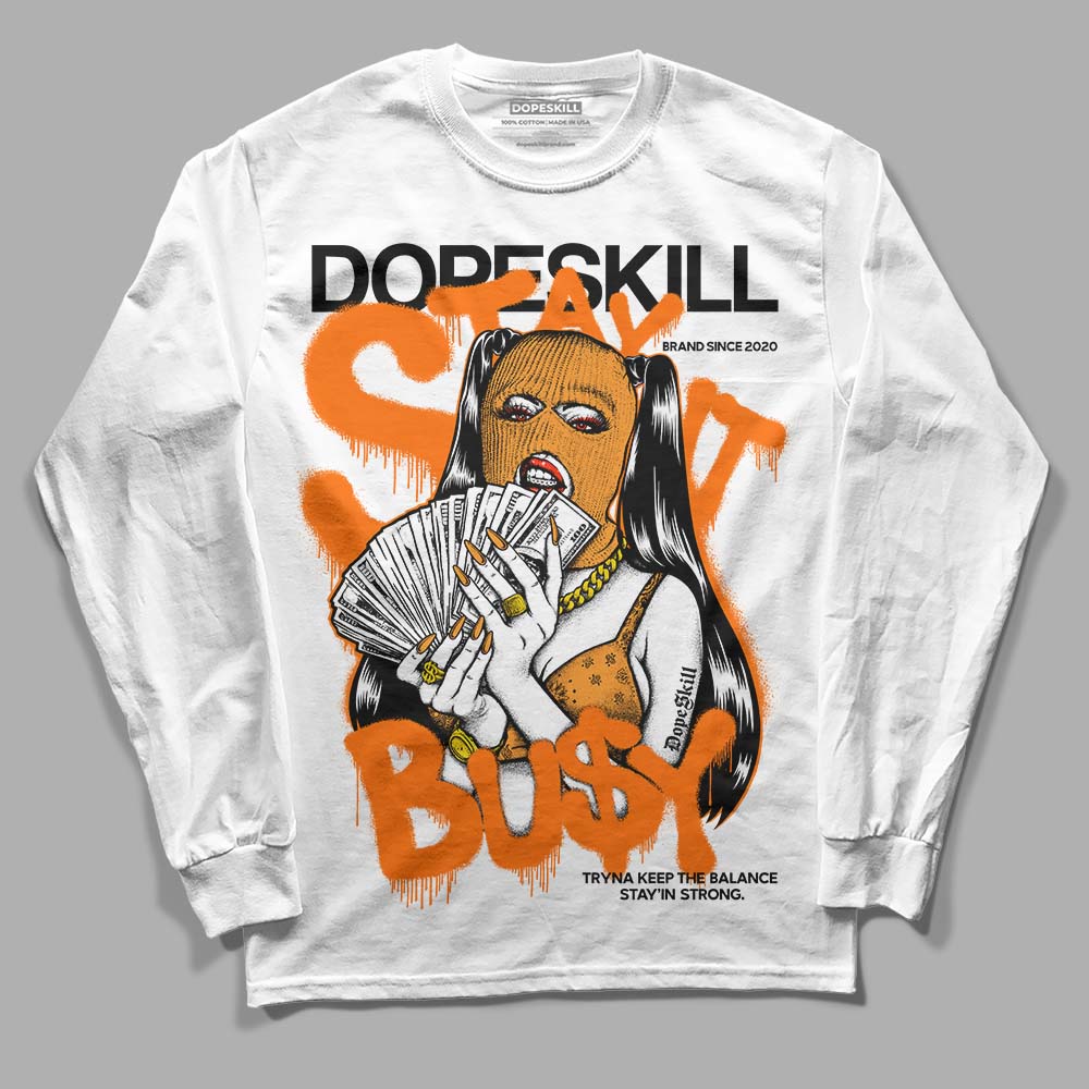 Orange Black White superstreetwear Long Sleeve T-Shirt Stay It Busy Graphic