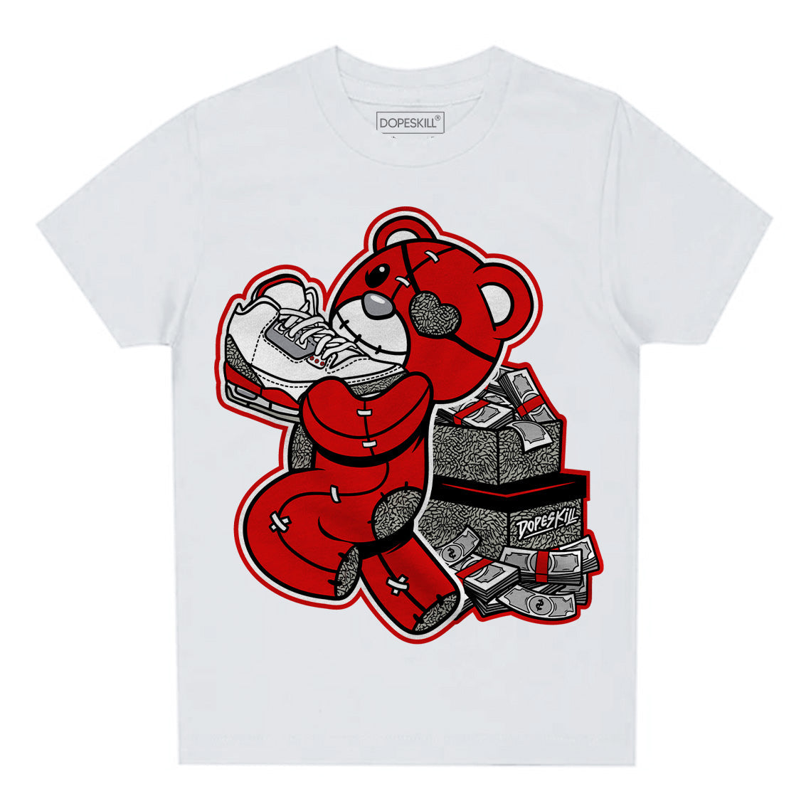 Fire Red 3s superstreetwear Toddler Kids T-shirt Bear Steals Sneaker Graphic