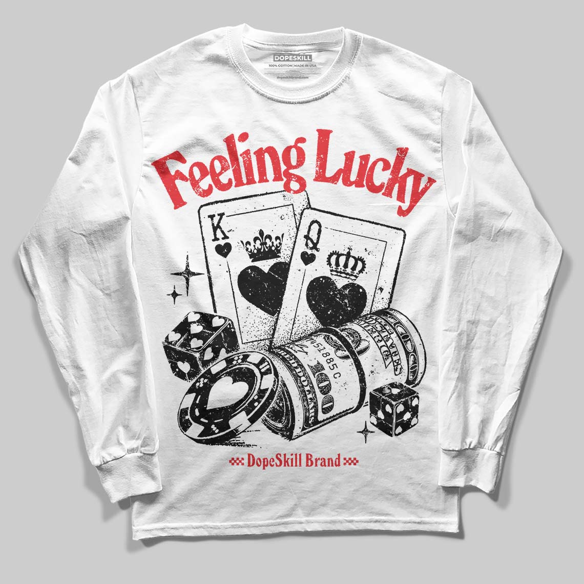 Black and White Collection superstreetwear Long Sleeve T-Shirt Feeling Lucky Graphic