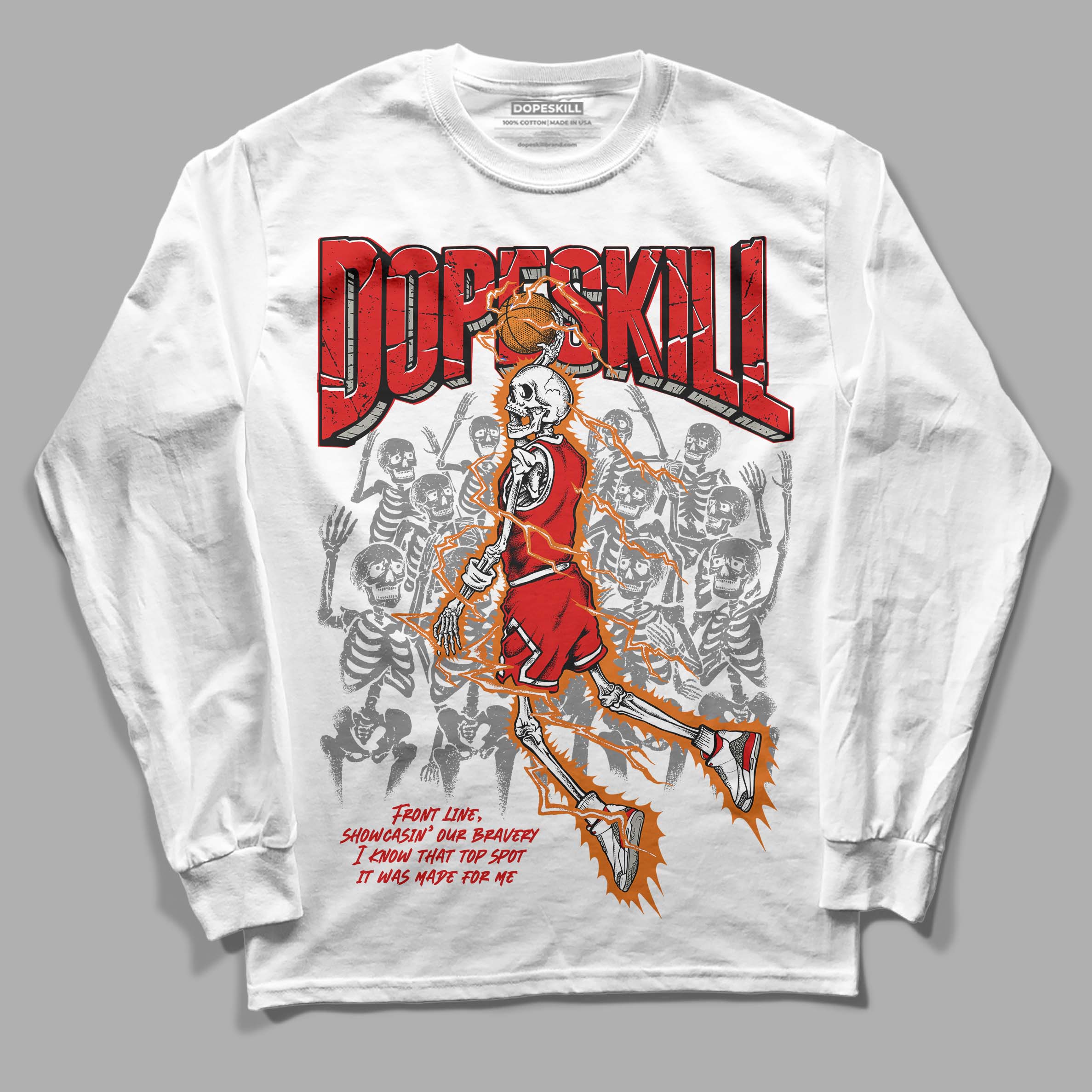 Fire Red 3s superstreetwear Long Sleeve T-Shirt Thunder Dunk Graphic