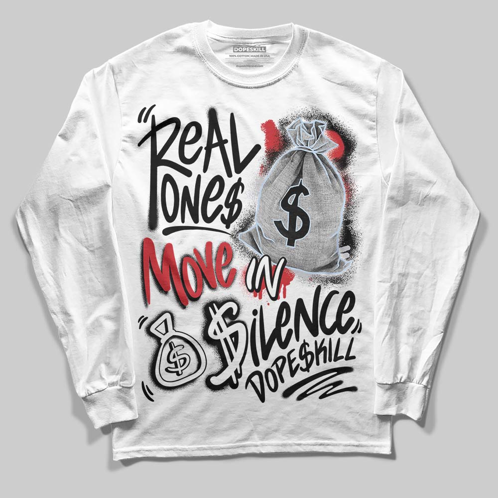 Black Metallic Reimagined 5s superstreetwear Long Sleeve T-Shirt Real Ones Move In Silence Graphic