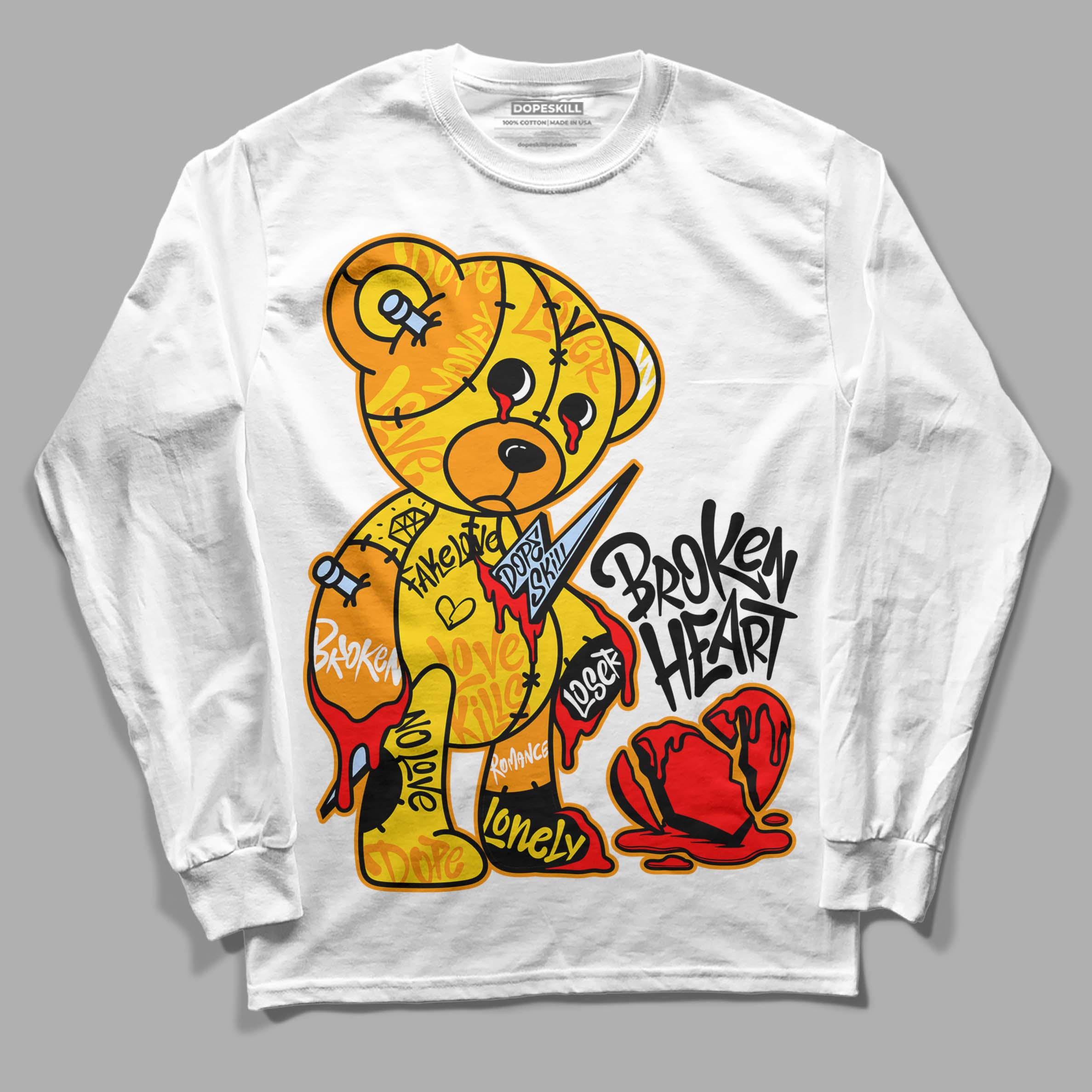 Yellow Ochre 6s superstreetwear Long Sleeve T-Shirt Broken Heart Graphic