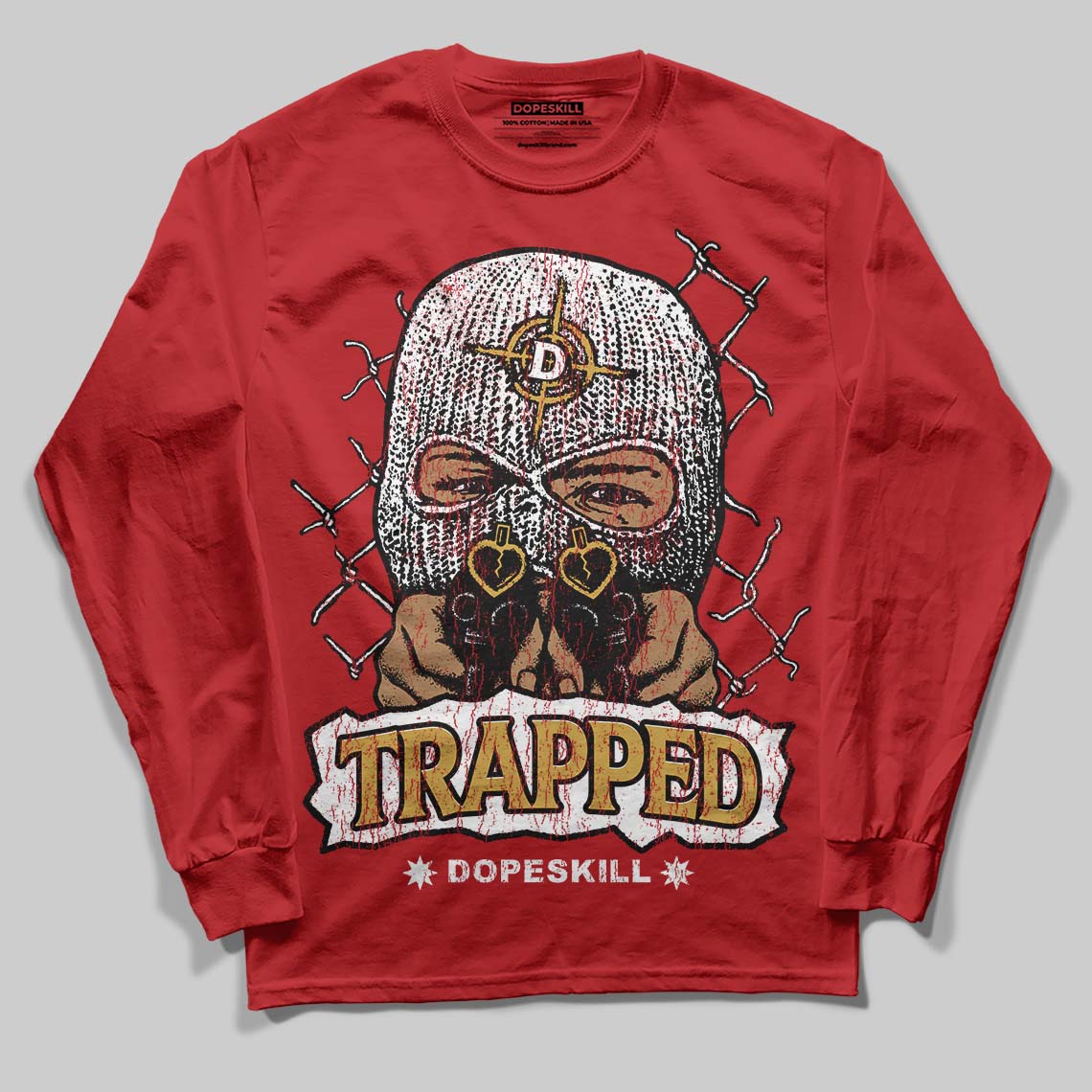 Red Collection superstreetwear Long Sleeve T-Shirt New Trapped Graphic