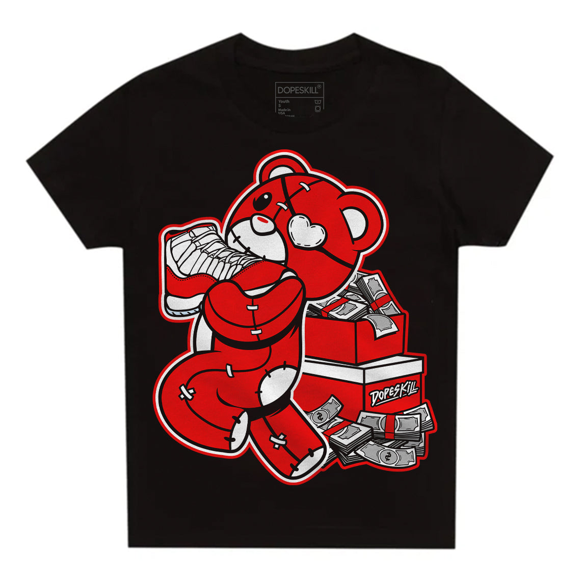 Cherry 11s superstreetwear Toddler Kids T-shirt Bear Steals Sneaker Graphic