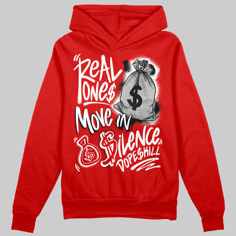 Bred Velvet 11s superstreetwear Red Hoodie Sweatshirt Real Ones Move In Silence Graphic