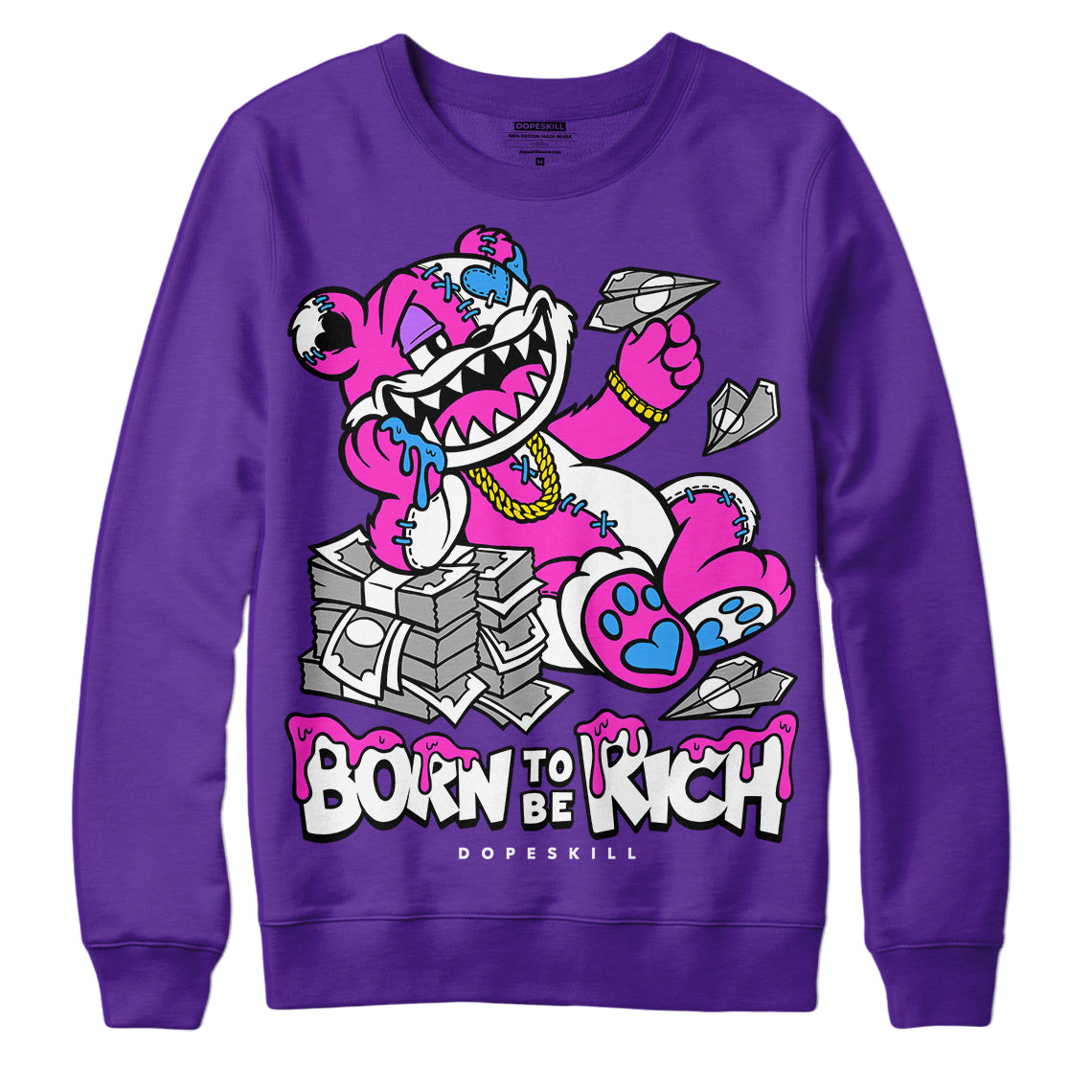 PURPLE Collection superstreetwear Purple Sweatshirt Born To Be Rich Graphic
