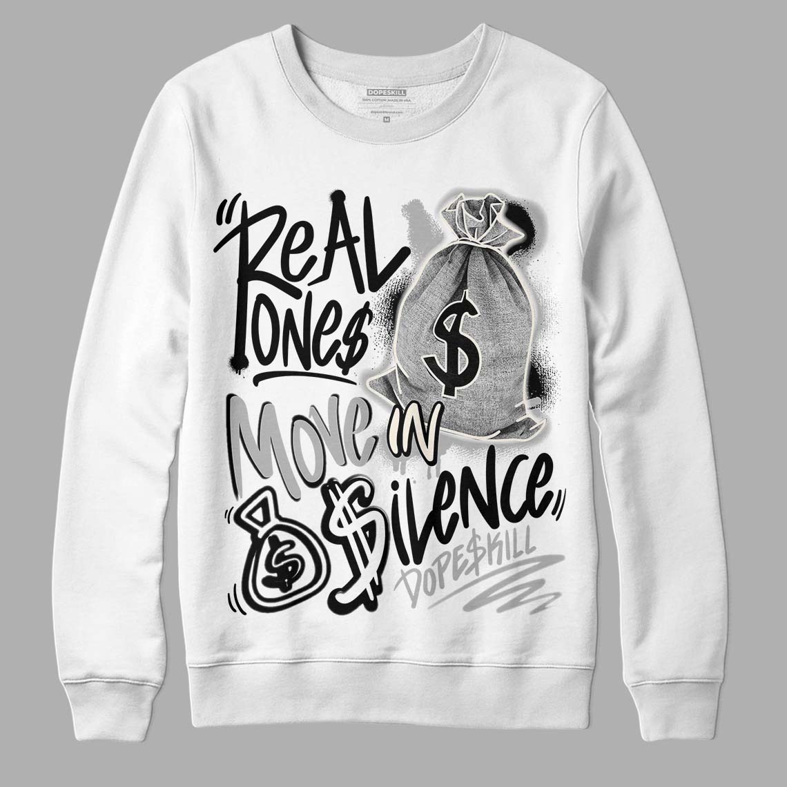 Off Noir 3s superstreetwear Sweatshirt Real Ones Move In Silence Graphic
