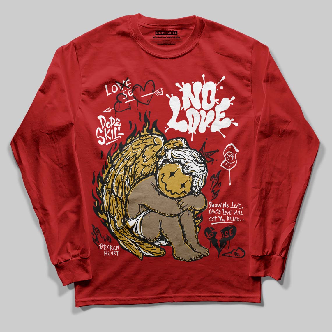 Red Collection superstreetwear Long Sleeve T-Shirt No Love Graphic