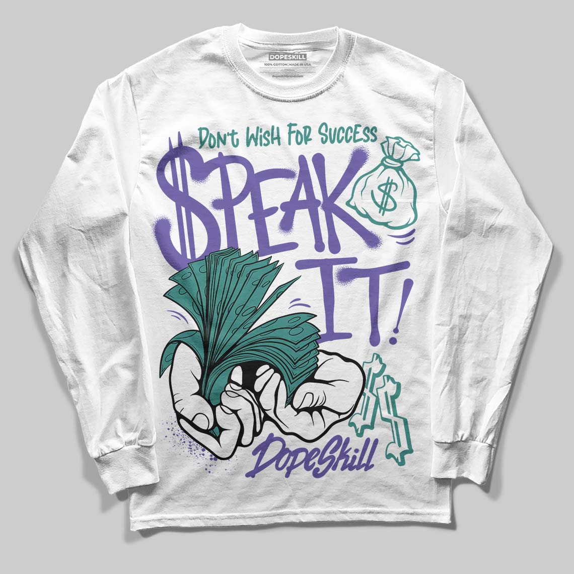 Grape 5s superstreetwear Long Sleeve T-Shirt Speak It Graphic