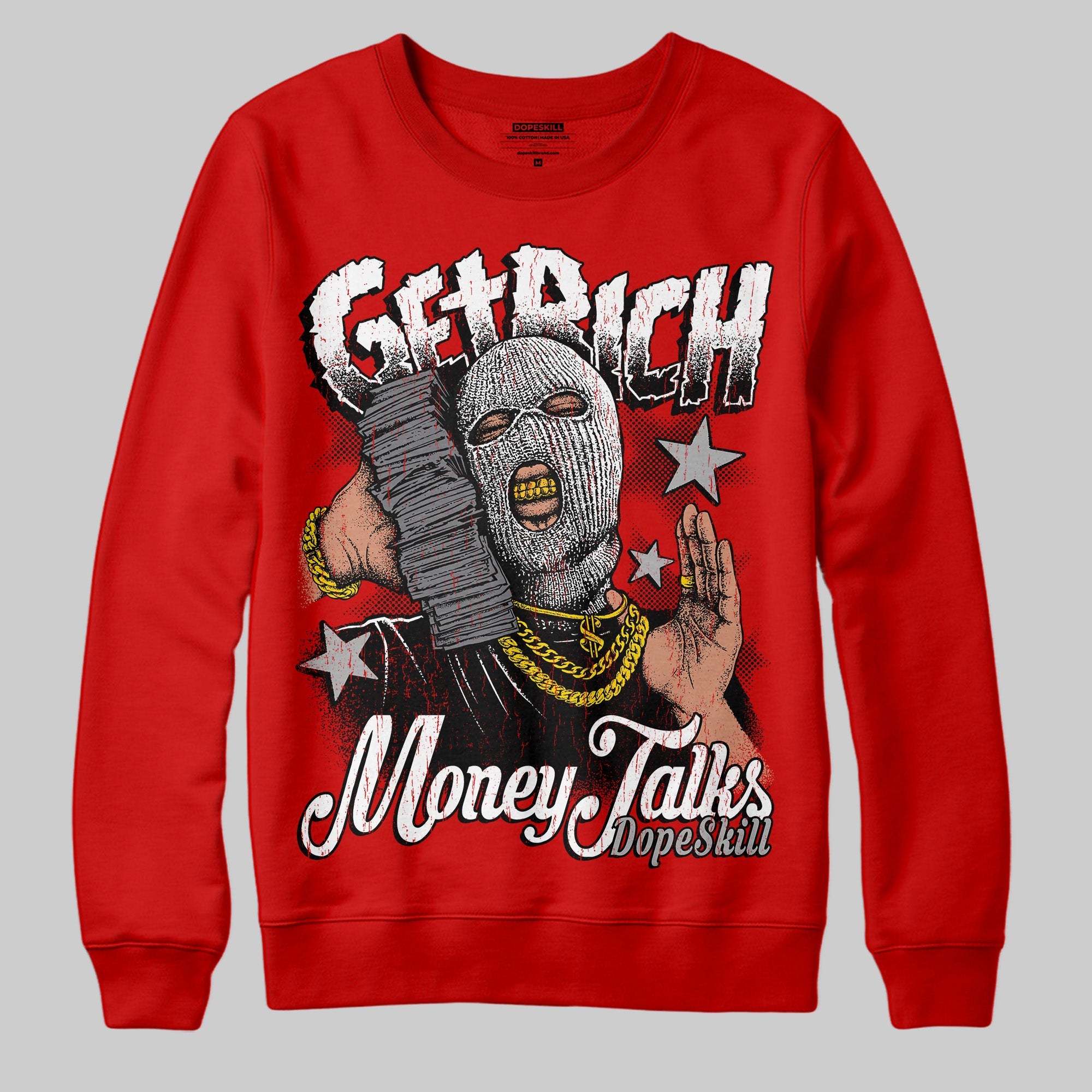 Bred Velvet 11s superstreetwear Red Sweatshirt Get Rich Graphic