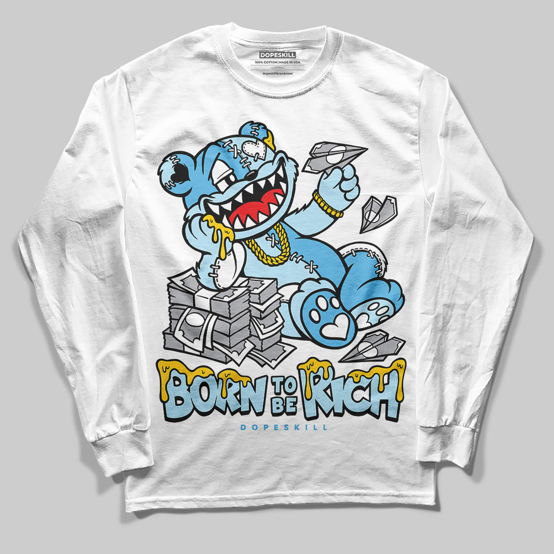 Legend Blue 11s superstreetwear Long Sleeve T-Shirt Born To Be Rich Graphic