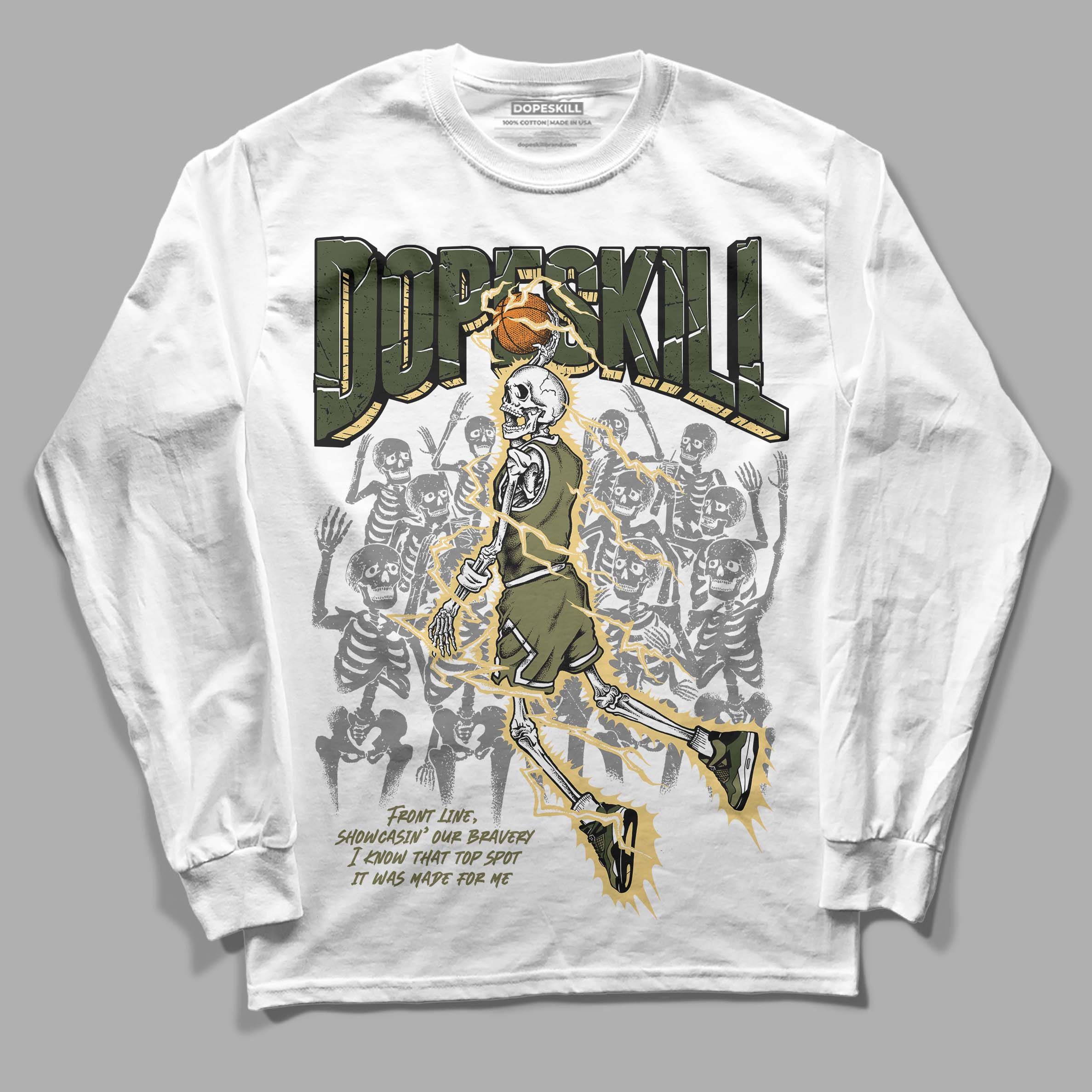 Craft Olive 4s superstreetwear Long Sleeve T-Shirt Thunder Dunk Graphic