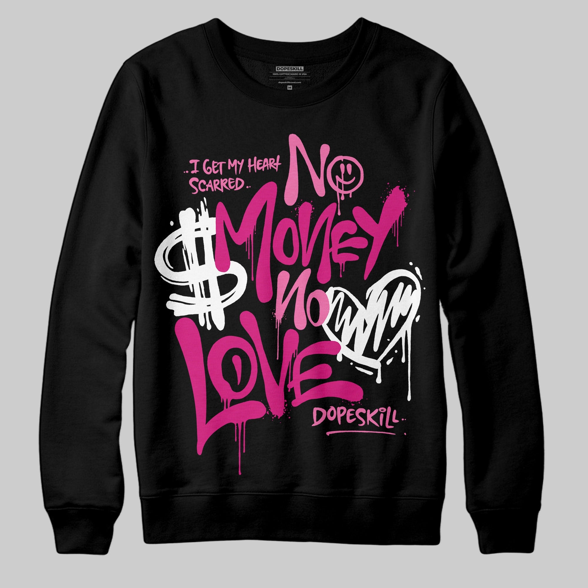 Rick RO Pink Leather Sneakers superstreetwear Sweatshirt No Money No Love Typo Graphic
