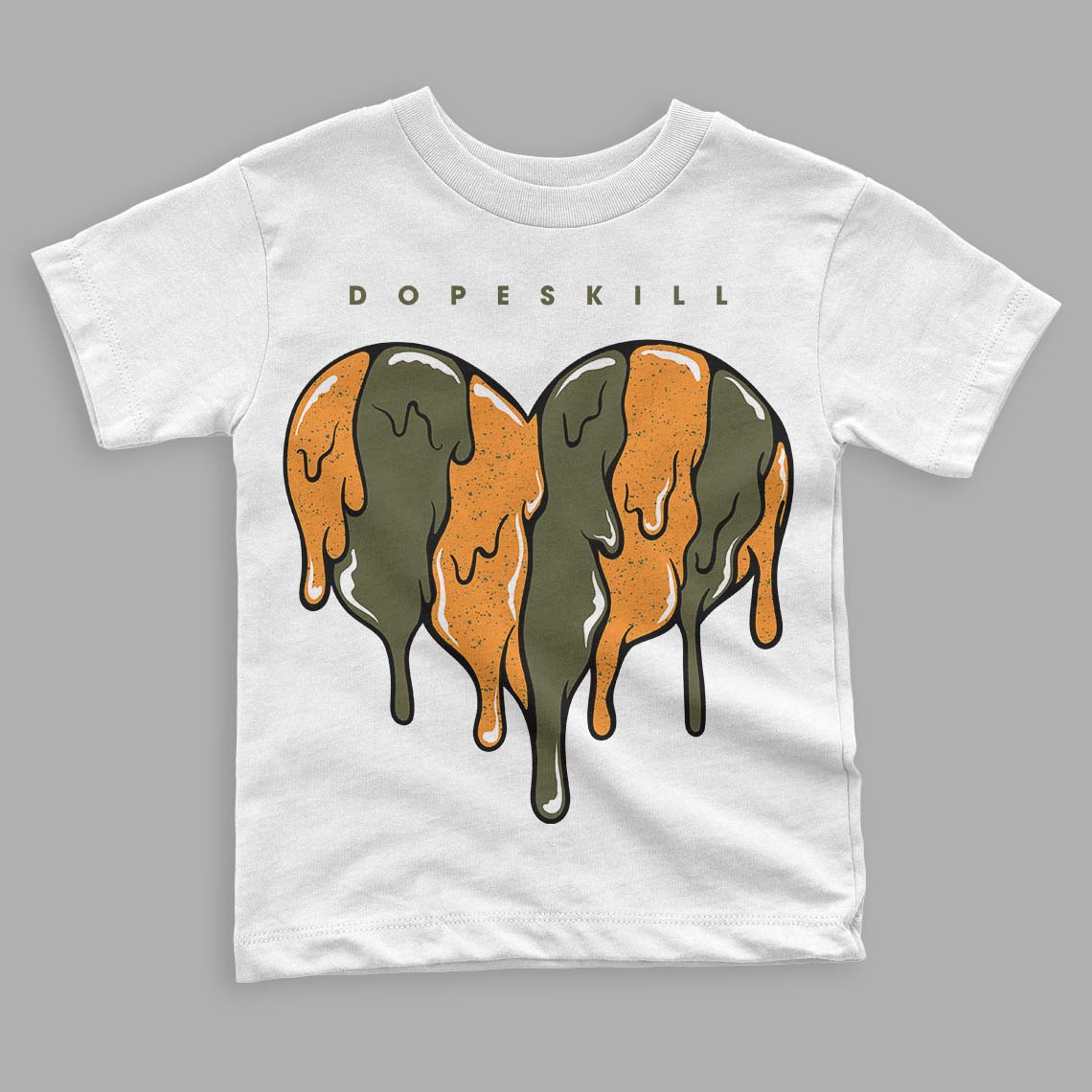 Olive 5s superstreetwear Toddler Kids T-shirt Slime Drip Heart Graphic