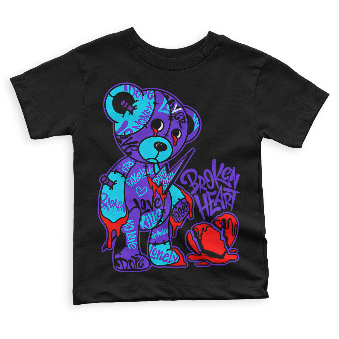 Aqua 6s superstreetwear Toddler Kids T-shirt Broken Heart Graphic