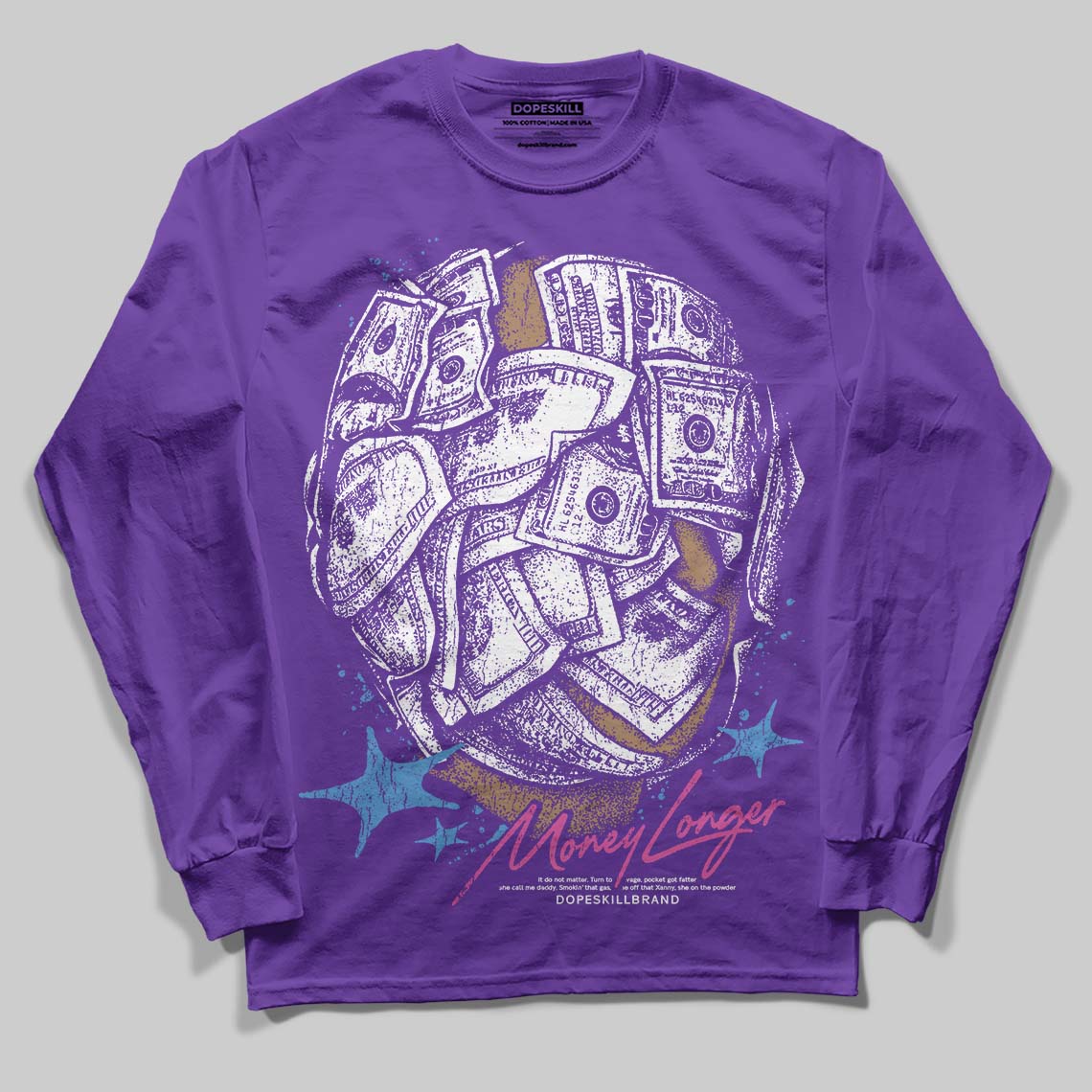 PURPLE Collection superstreetwear Long Sleeve T-Shirt Money Longer Graphic