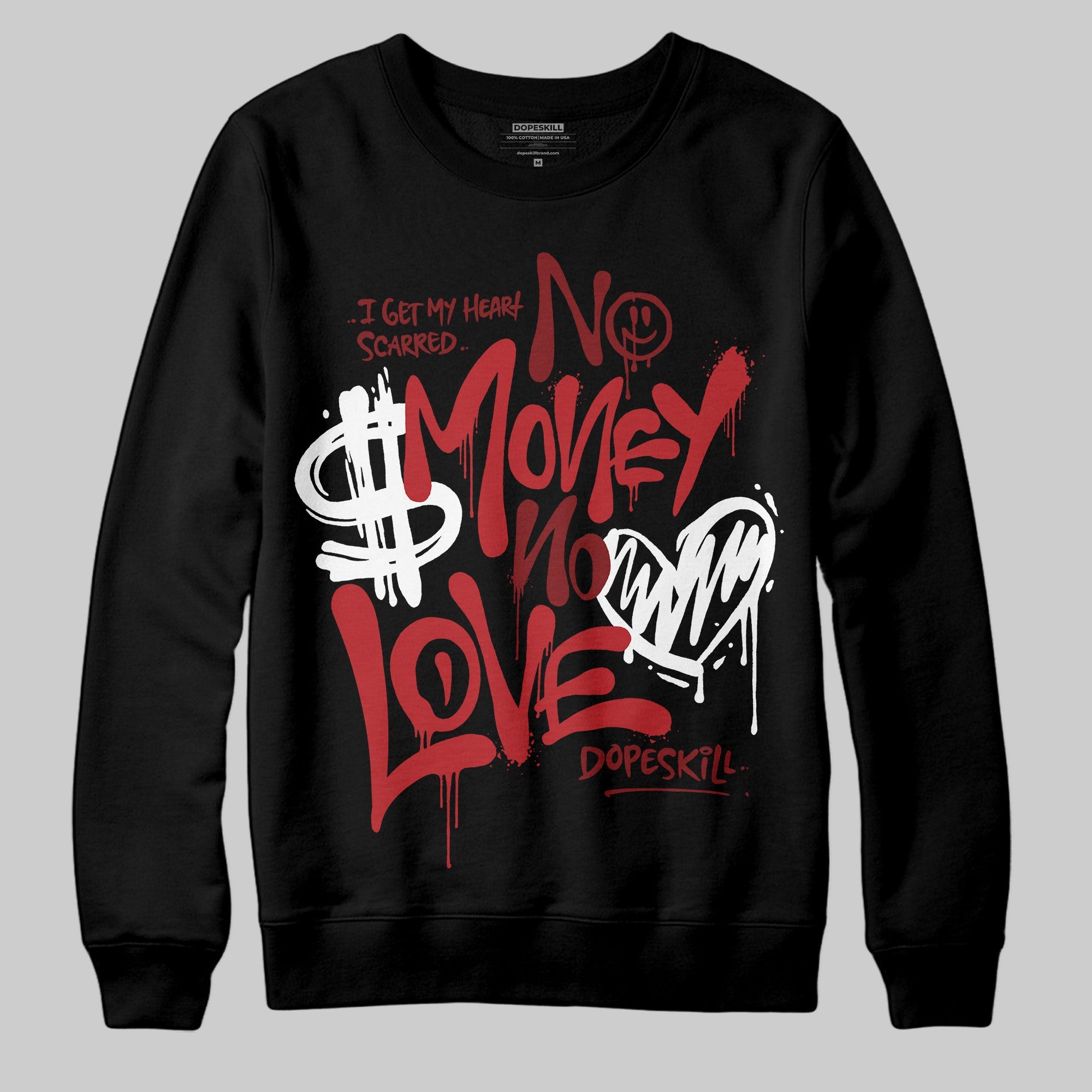 Flu Game 12s superstreetwear Sweatshirt No Money No Love Typo Graphic