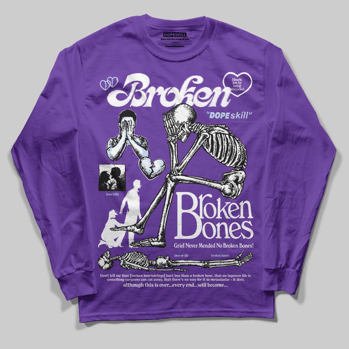 Grape 5s superstreetwear Long Sleeve T-Shirt Broken Bones Graphic